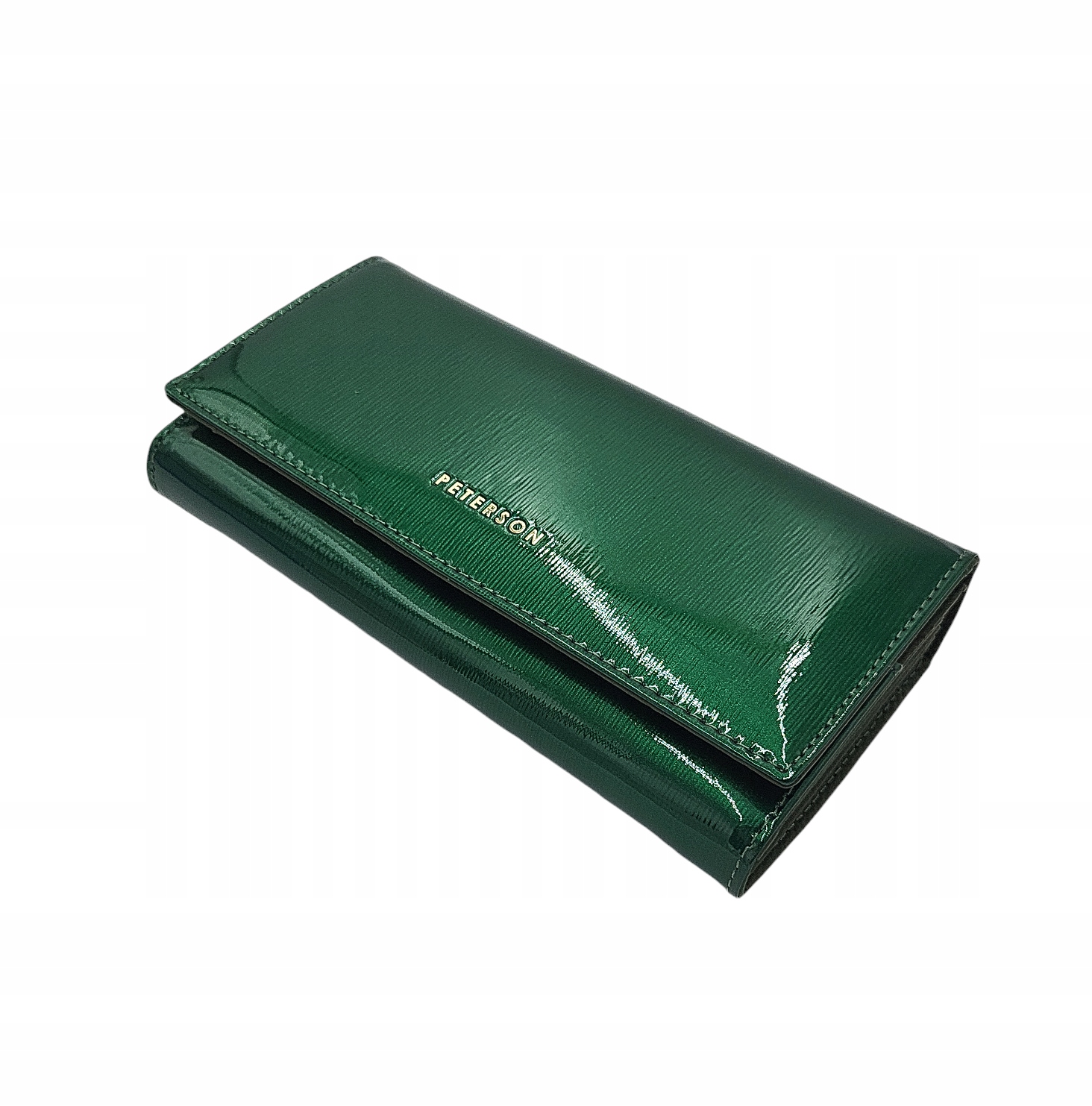 Velká dámská kožená peněženka Peterson, zelený lak