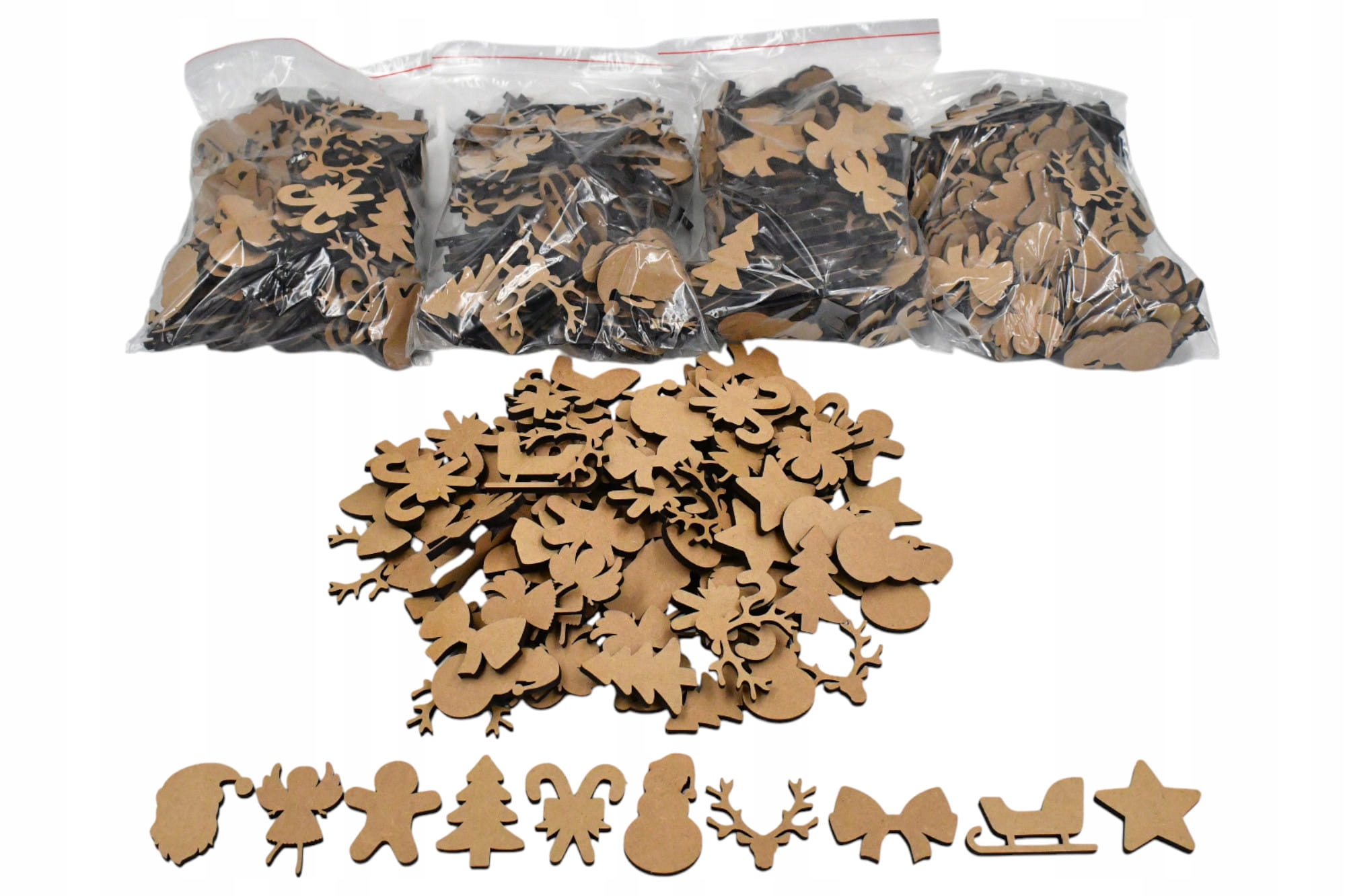 Vánoční MIX Dřevěné Mdf 500ks 5cm Ozdoby Vánoční stromeček Diy Vystřihovánky