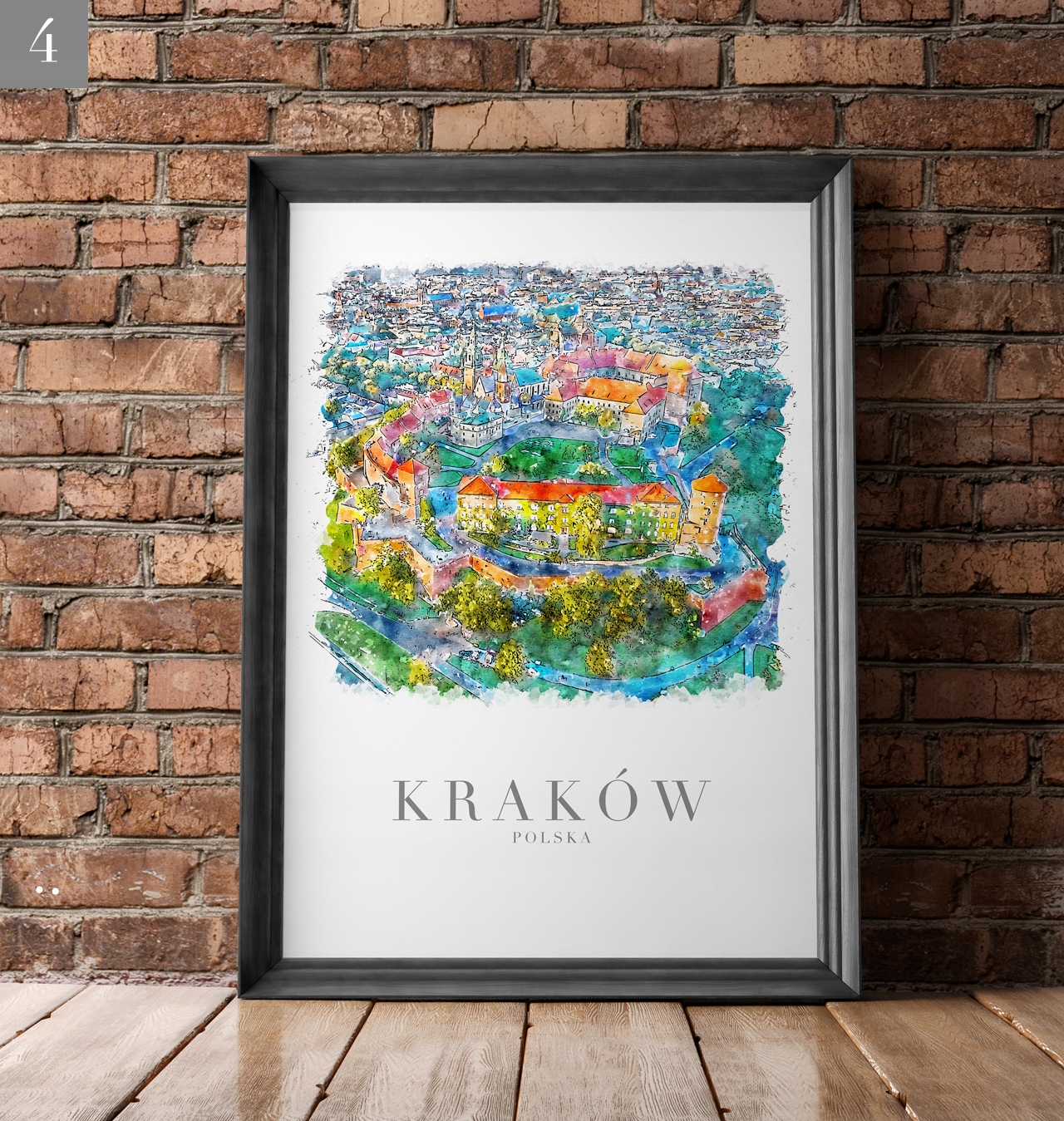 Kraków Pamiątki Plakaty Wawel Sukiennice Mapa A4 Tematyka architektura
