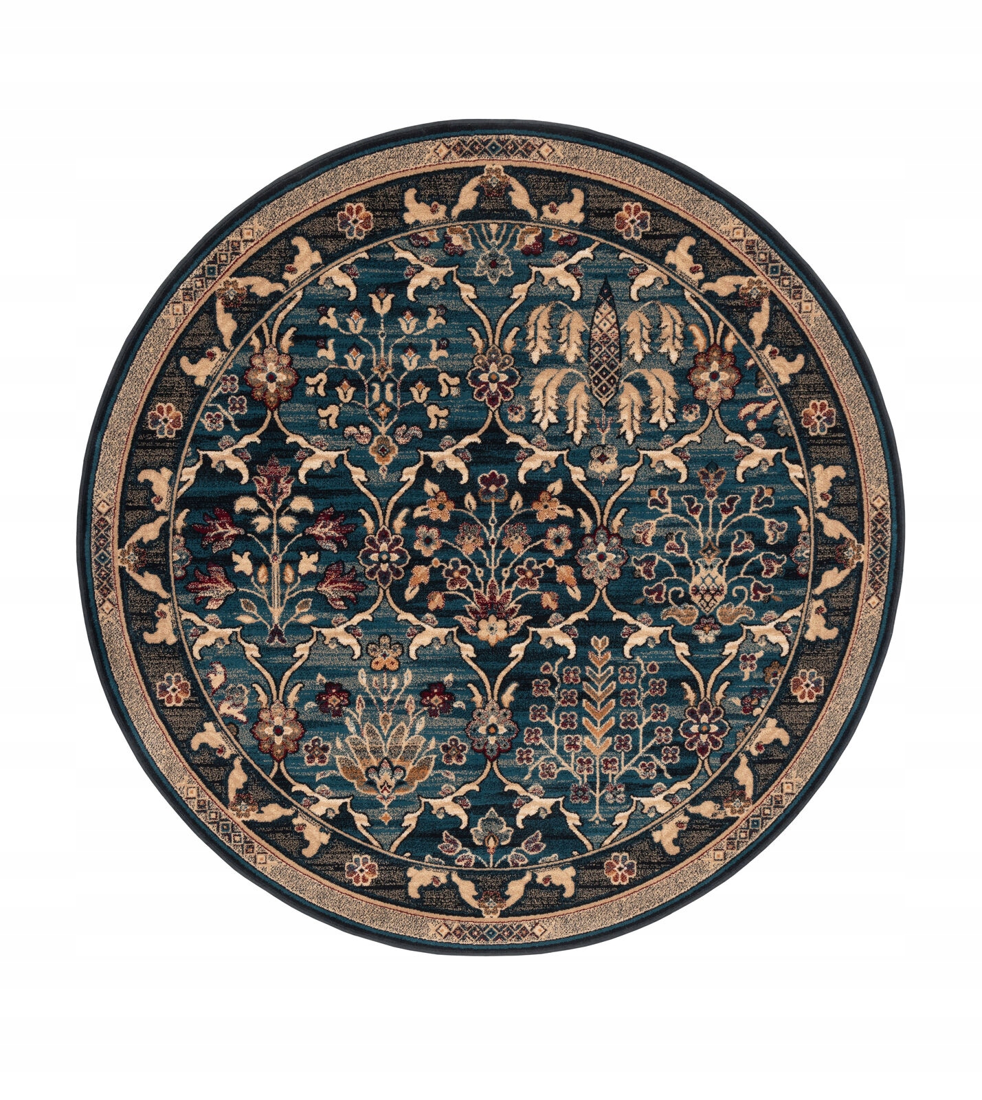 Dywan wełniany do salonu Amara Szmaragd Koło Isfahan 133 cm