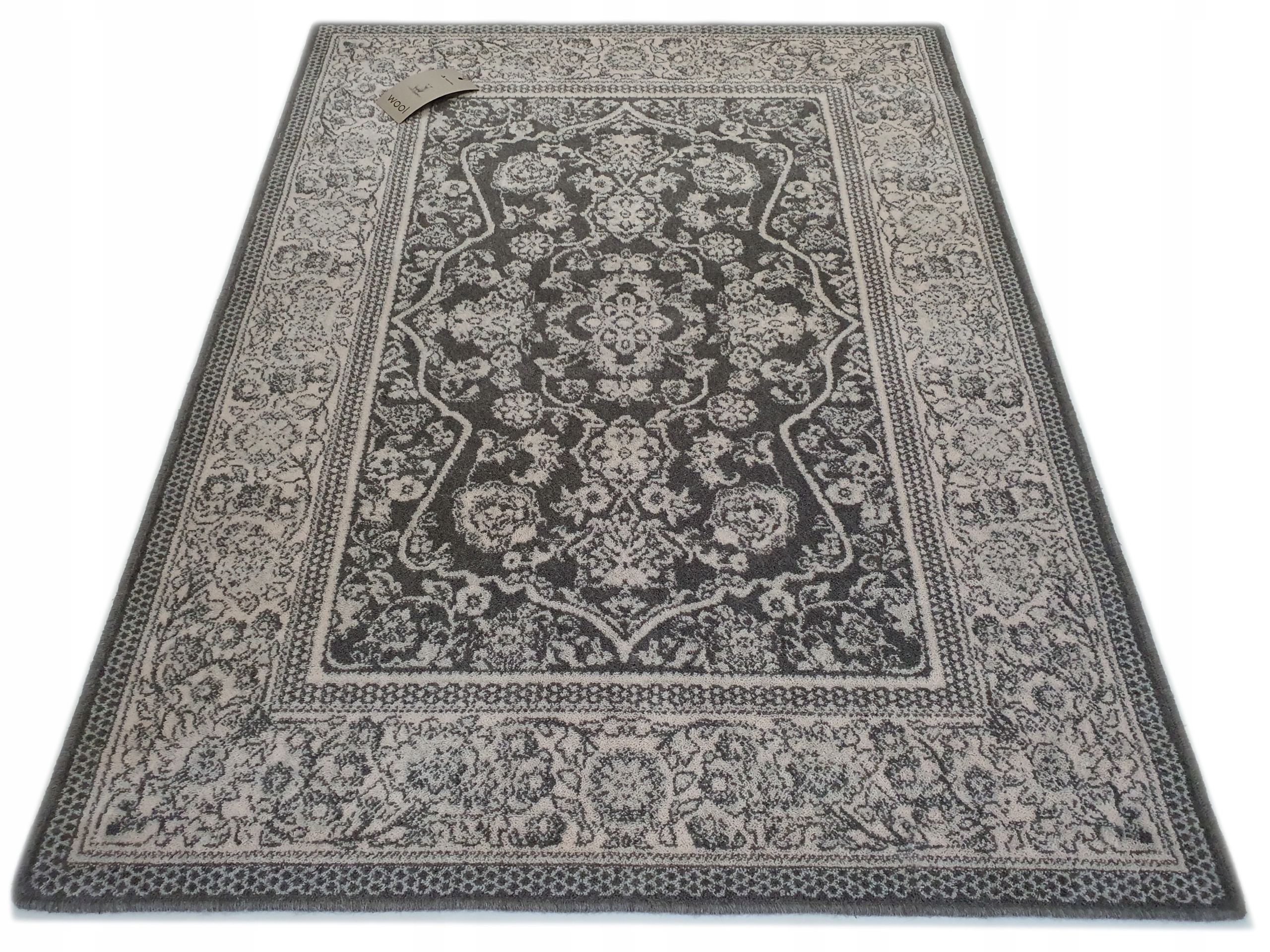 Dywan wełniany 240x330 Isfahan M Kalista popielaty loftowy 100% wełna szary