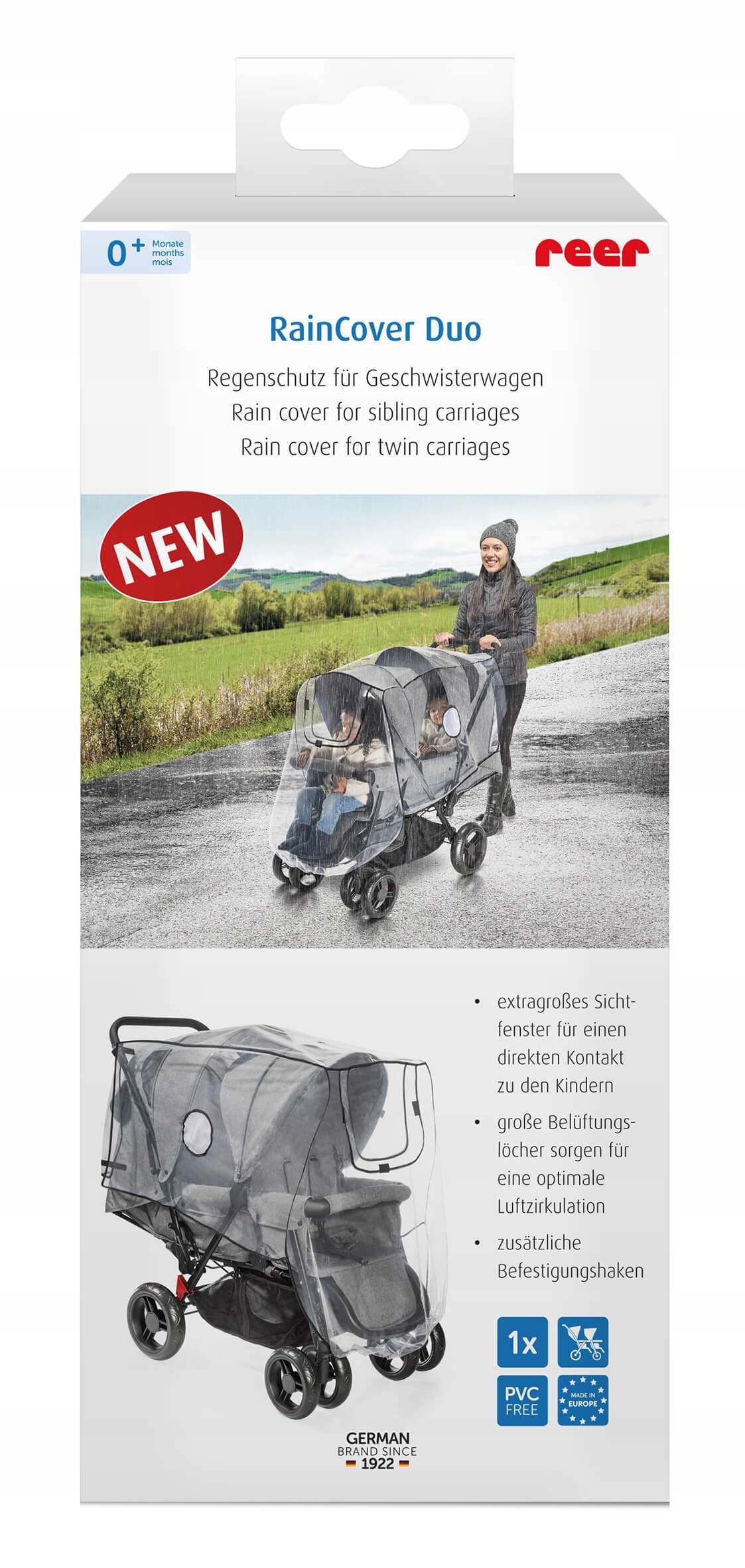 Folia przeciwdeszczowa na wózek dziecięcy podwójny EAN (GTIN) 4013283738870