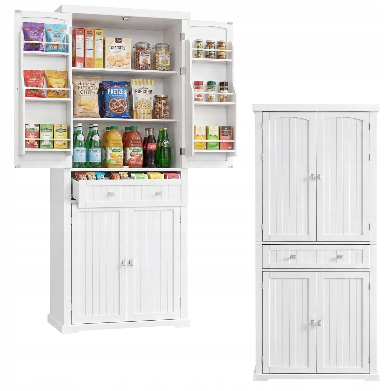 Witryna stojąca Songmics biały 40 x 76 x 182,1 cm domowa spiżarnia