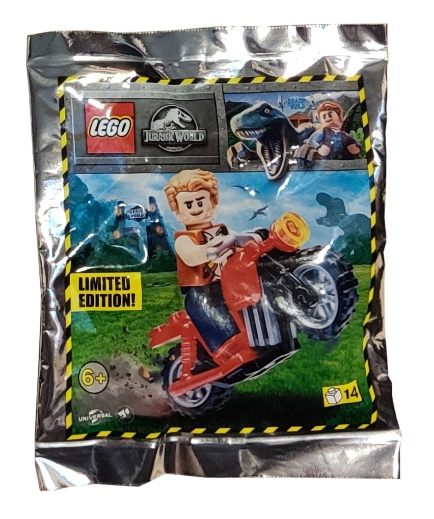Lego Jurassic World Minifigure Polybag Owen with Motorcycle #122114