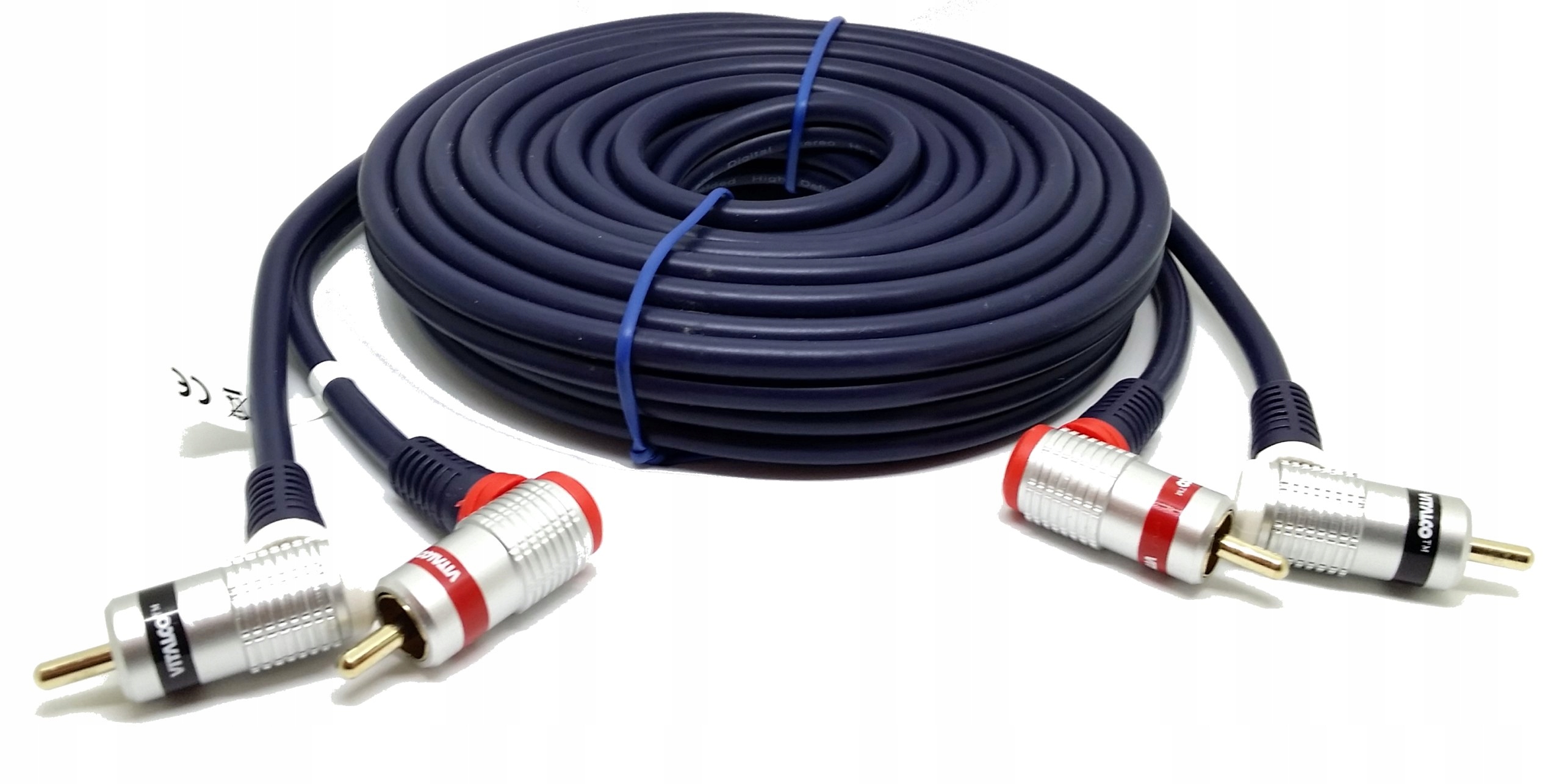 Propojovací Kabel 2xRCA (cinch) 2xRCA (cinch) Úhlý 10m Vitalco