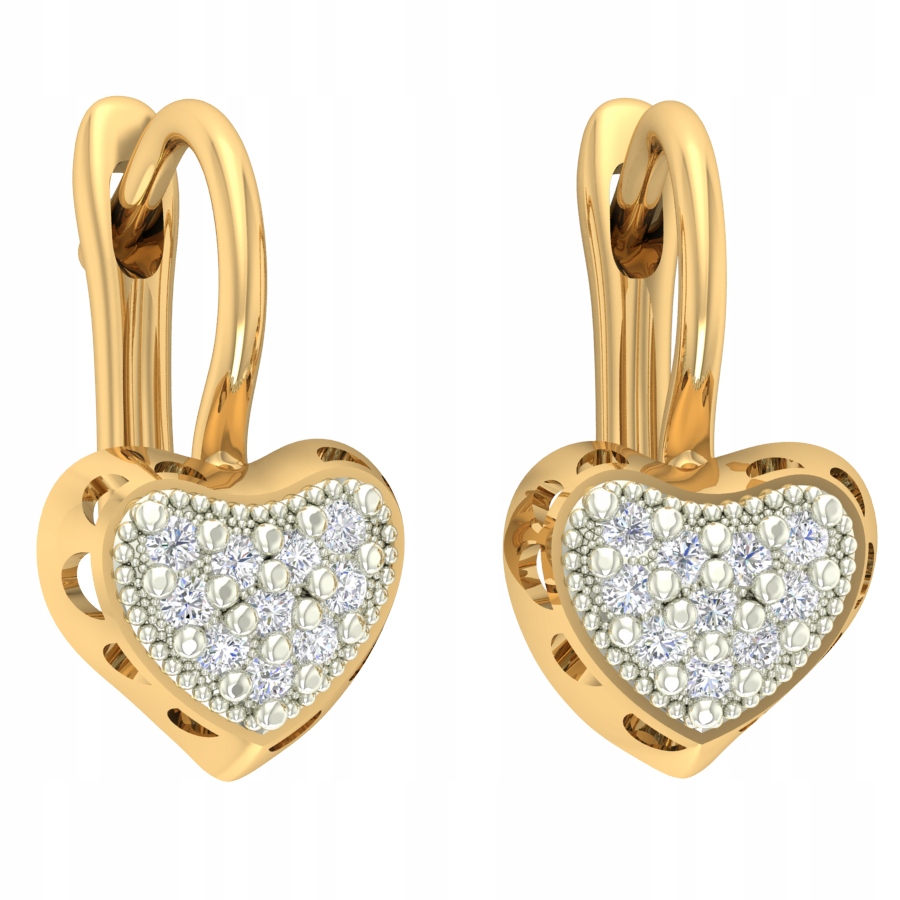 Zlaté Náušnice Srdíčka se zirkony, anglické zapínání, ryzost 585