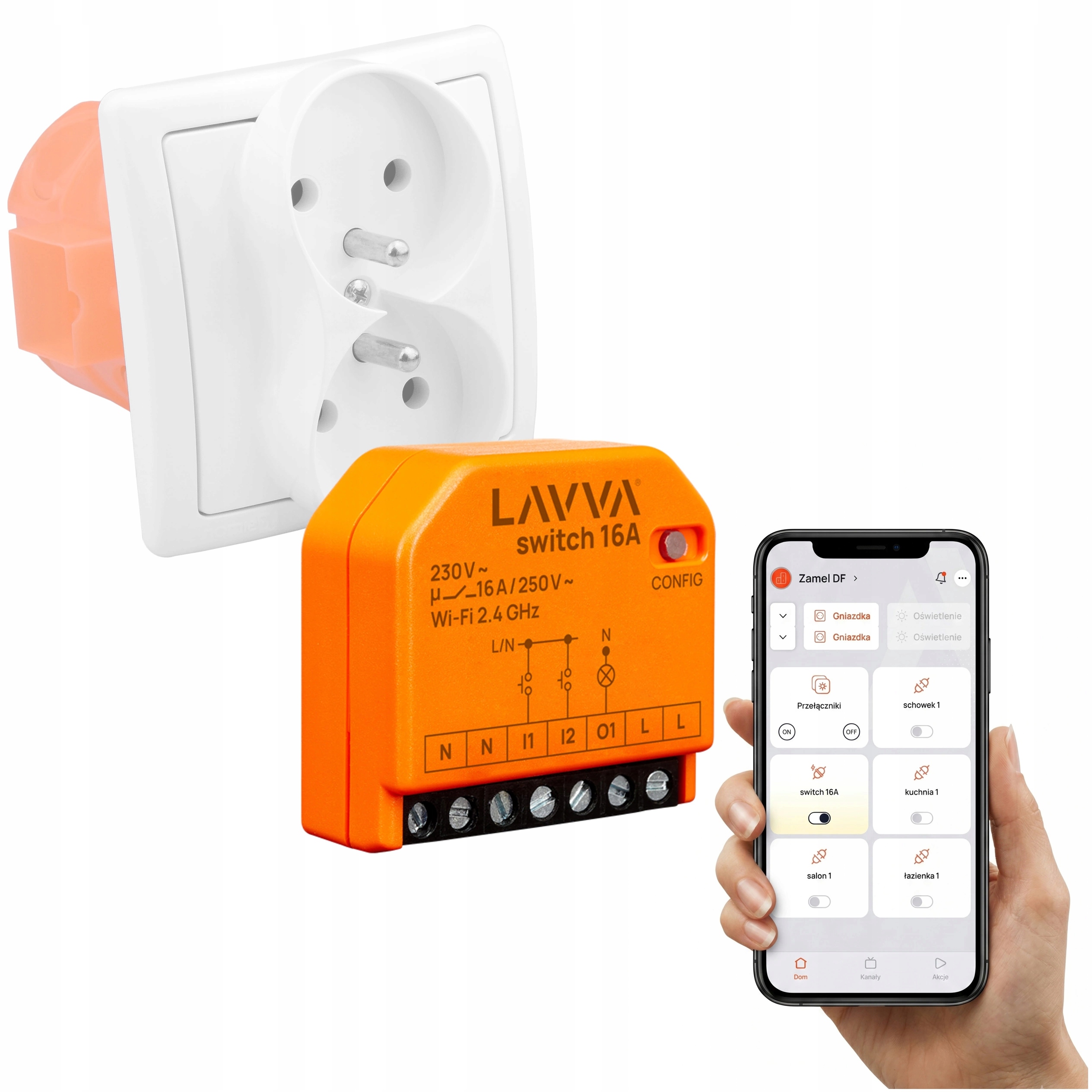 Relé WiFi Regulátor zásuvky 16A Lavva Switch Smart Home
