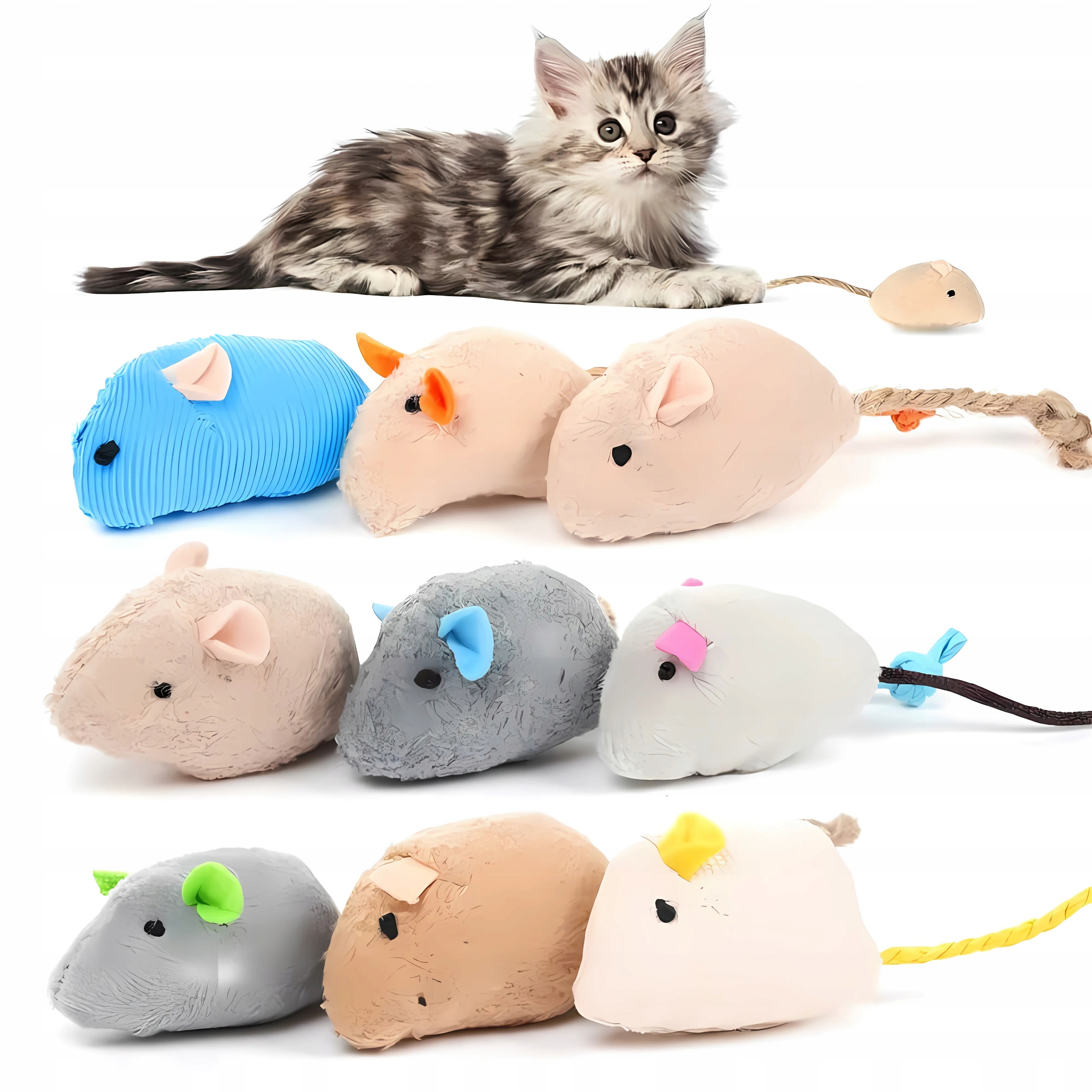 Hračka Pro Kočky Se Šantou Kočičí 9 Kusů Myšička Plyšová Interaktivní