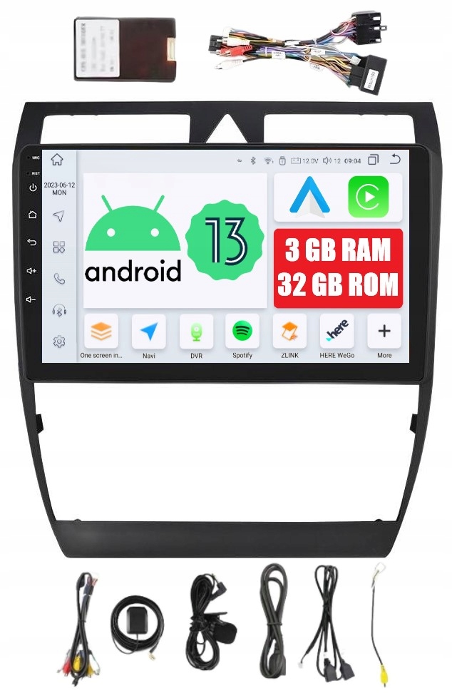 Rádio 2DIN Navigace Android Audi A6 S6 RS6 Allroad C5 3/32 Gb Carplay Dsp