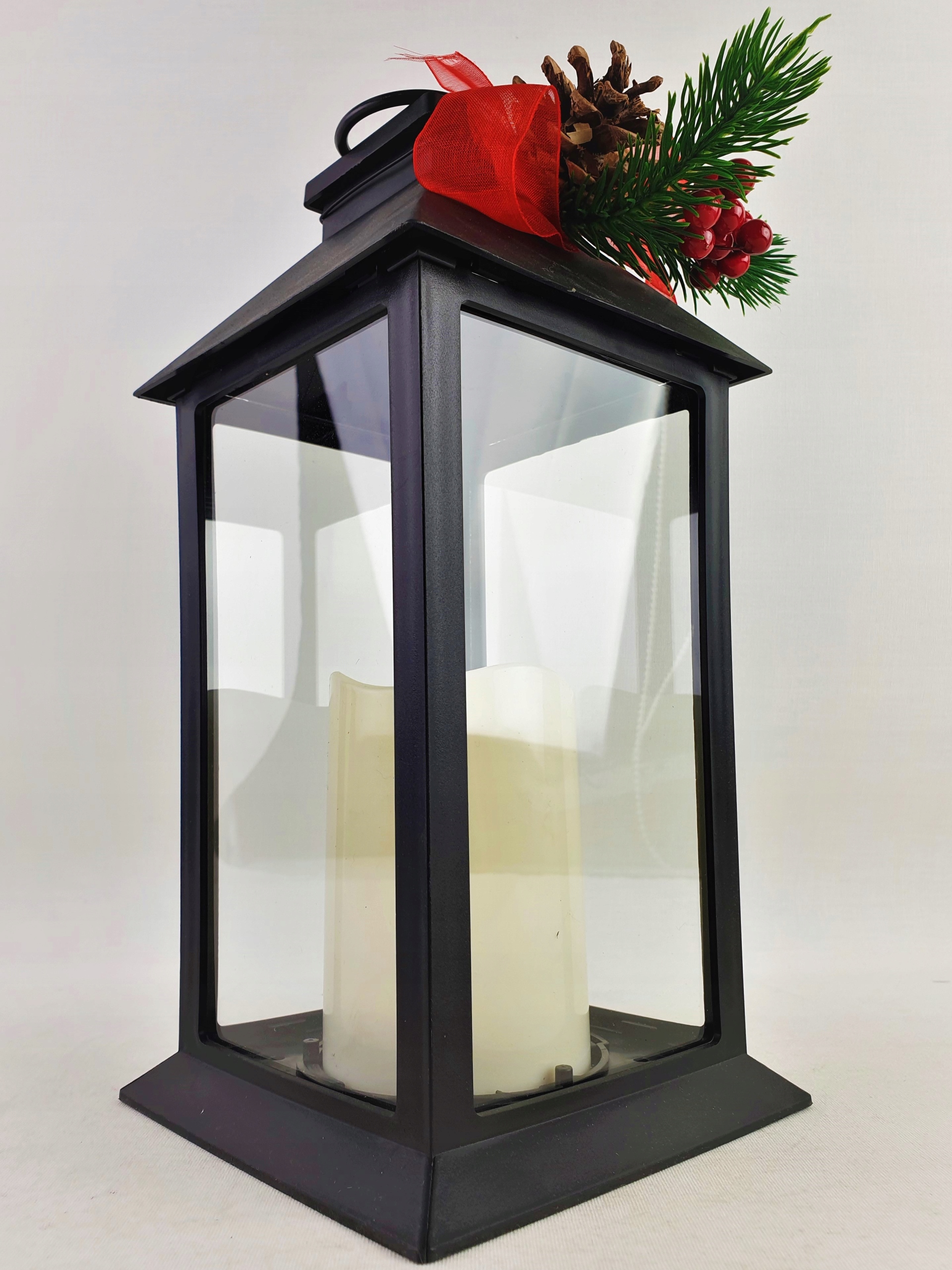 LATARENKA LAMPION LED CZARNY ŚWIECA BATERIE 2xR6 Szerokość produktu 14 cm