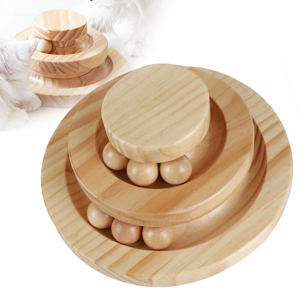 Interaktivní Hračka Pro Kočky Dřevěná Dráha S Míčky, 3 Úrovně