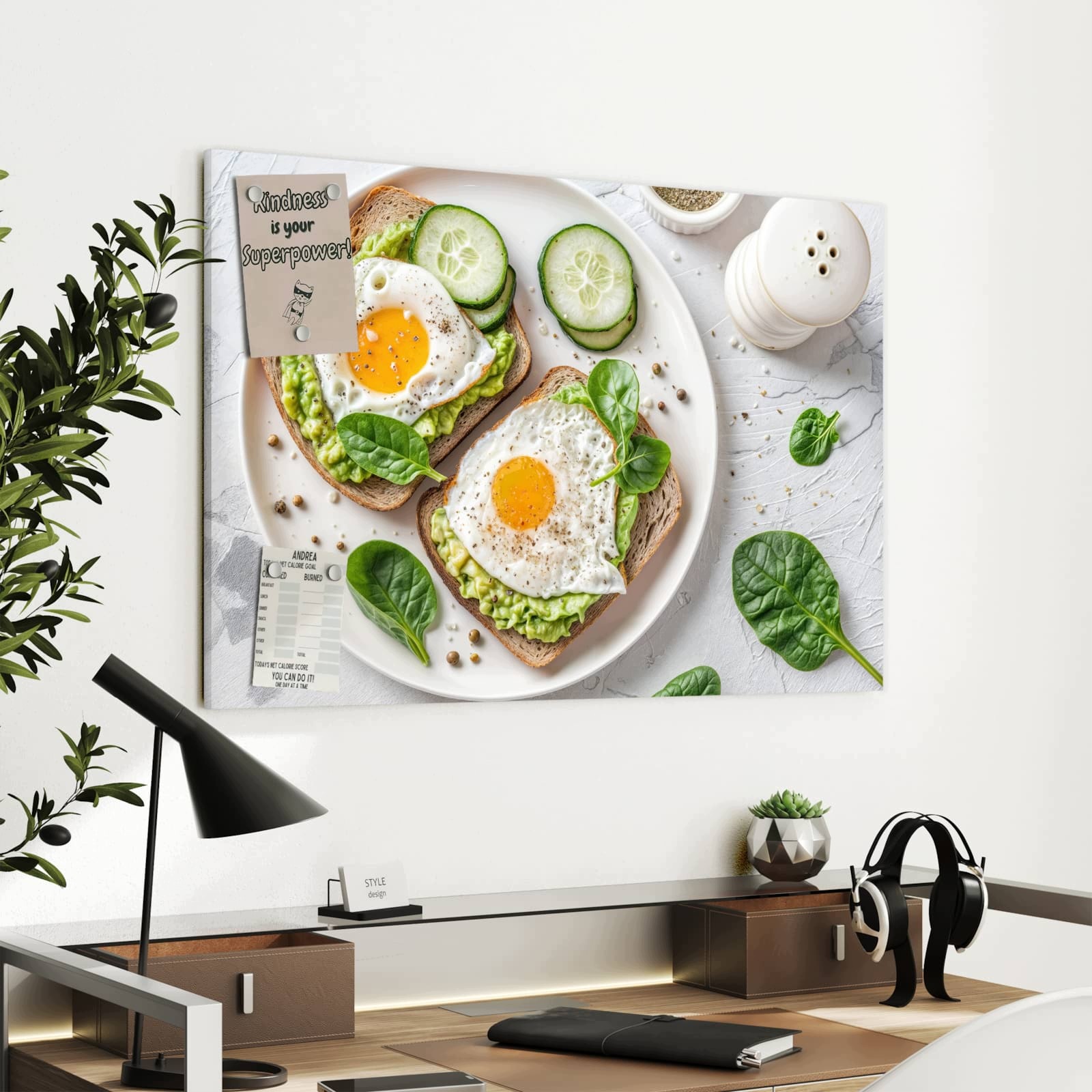 Magnetická tabule Chleb Avokádo 90 × 60 cm
