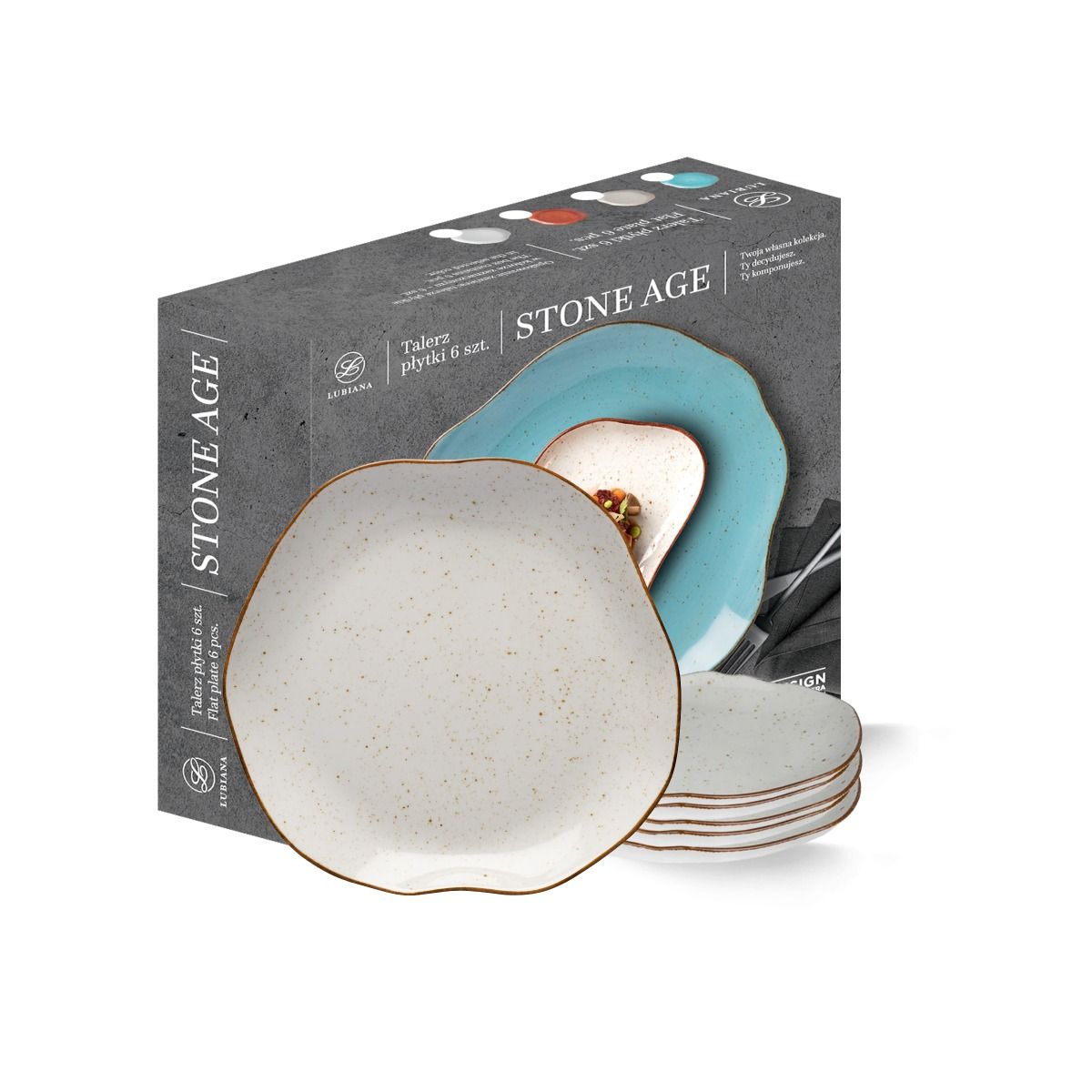 Sada dezertných béžových tanierov Stone Age 25 cm x 6 ks Lubiana