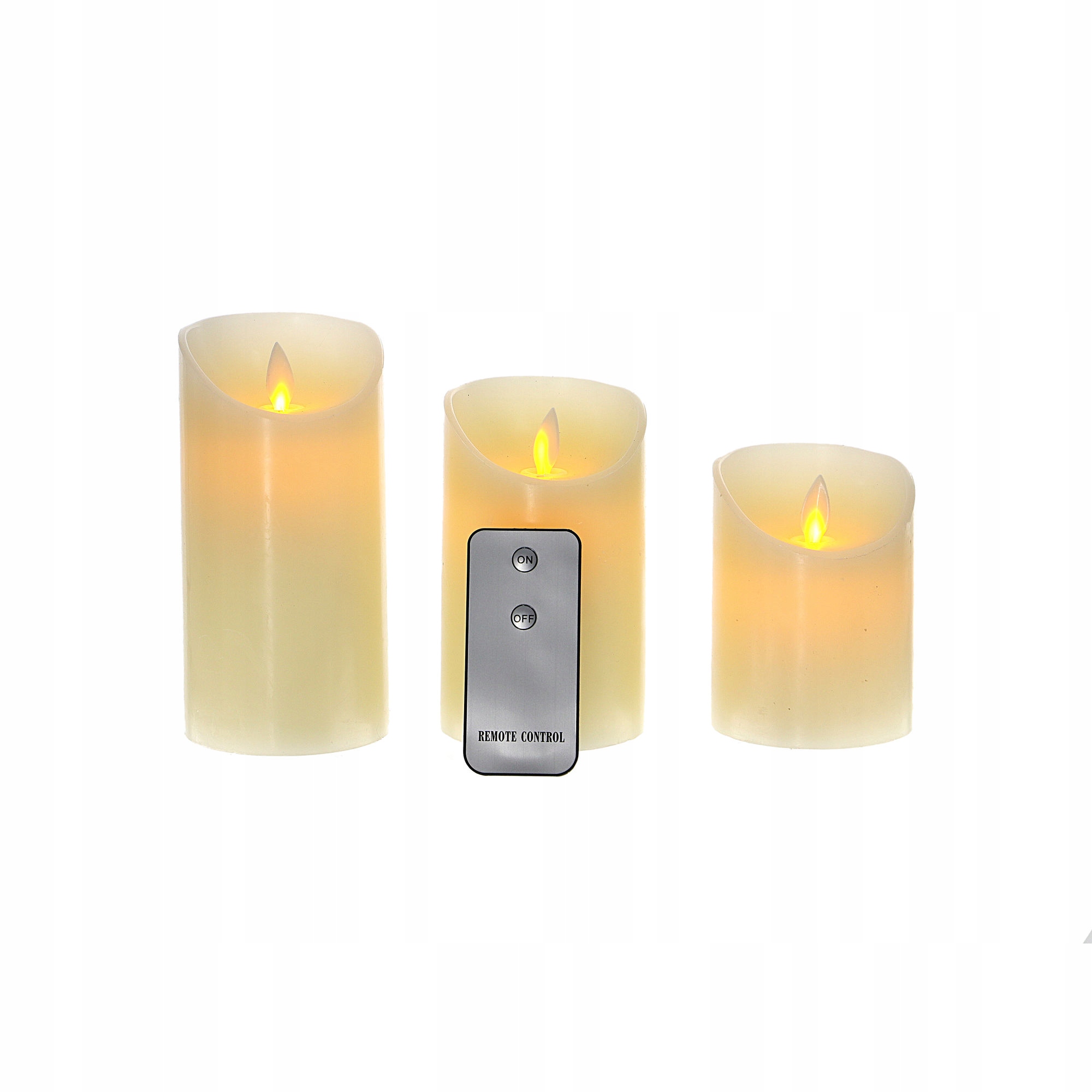 

Zestaw 3 świec woskowych Led 7,5 x 10/12/15cm 3w1