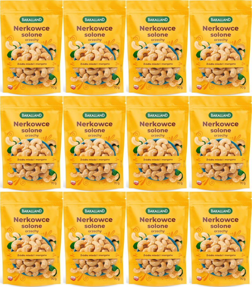 Bakalland Nerkowce Lekko Solone 70G Orzeszki Słone x12