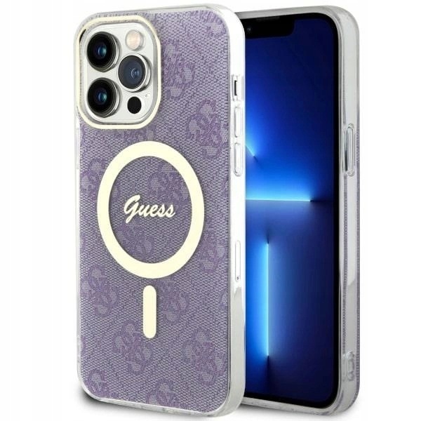 Etui Guess 4G MagSafe na iPhone 14 Pro Max purpurowe