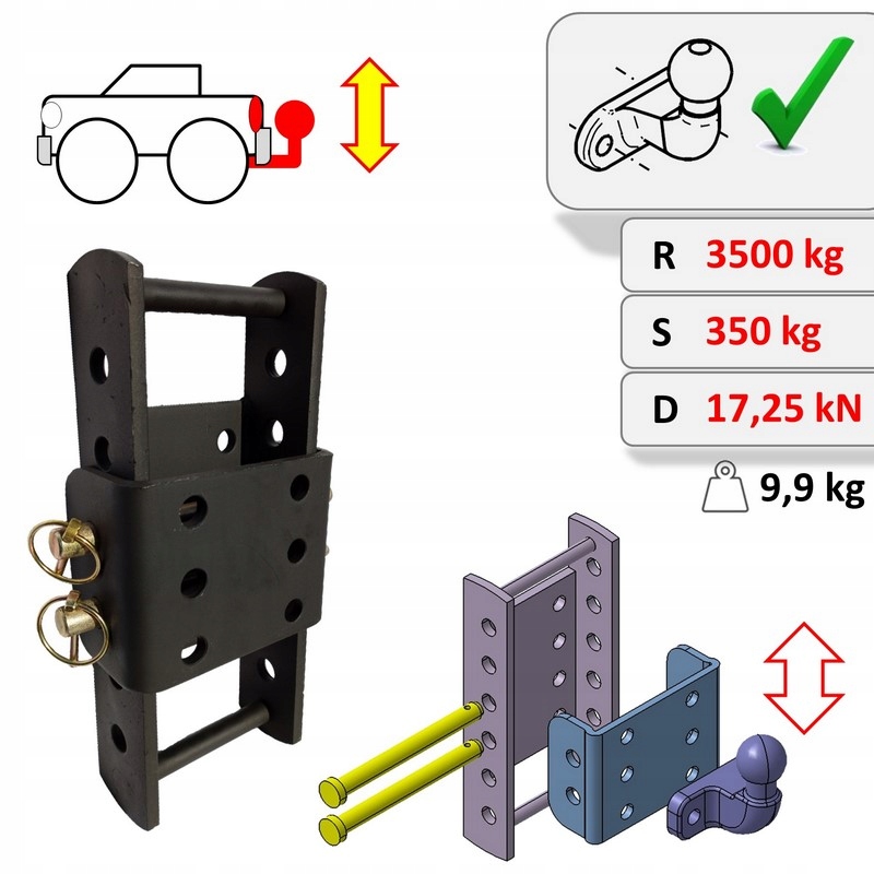 Adaptér Deska pro Regulaci Výšky Změna Hák Kuli pro Ford Ranger 06-12