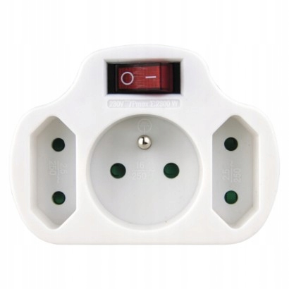 

Rozgałęźnik potrójny+wyłącznik biały P0029 Emos