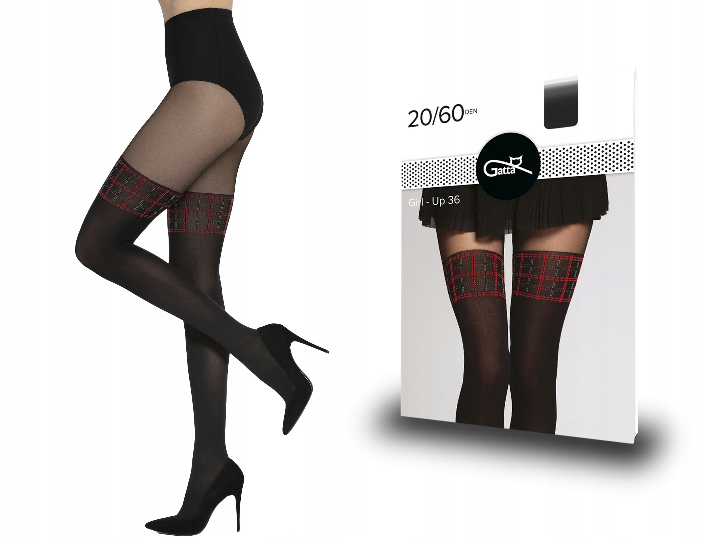 

Rajstopy Gatta Girl-Up 36, w kratkę, nero.red, 3-M