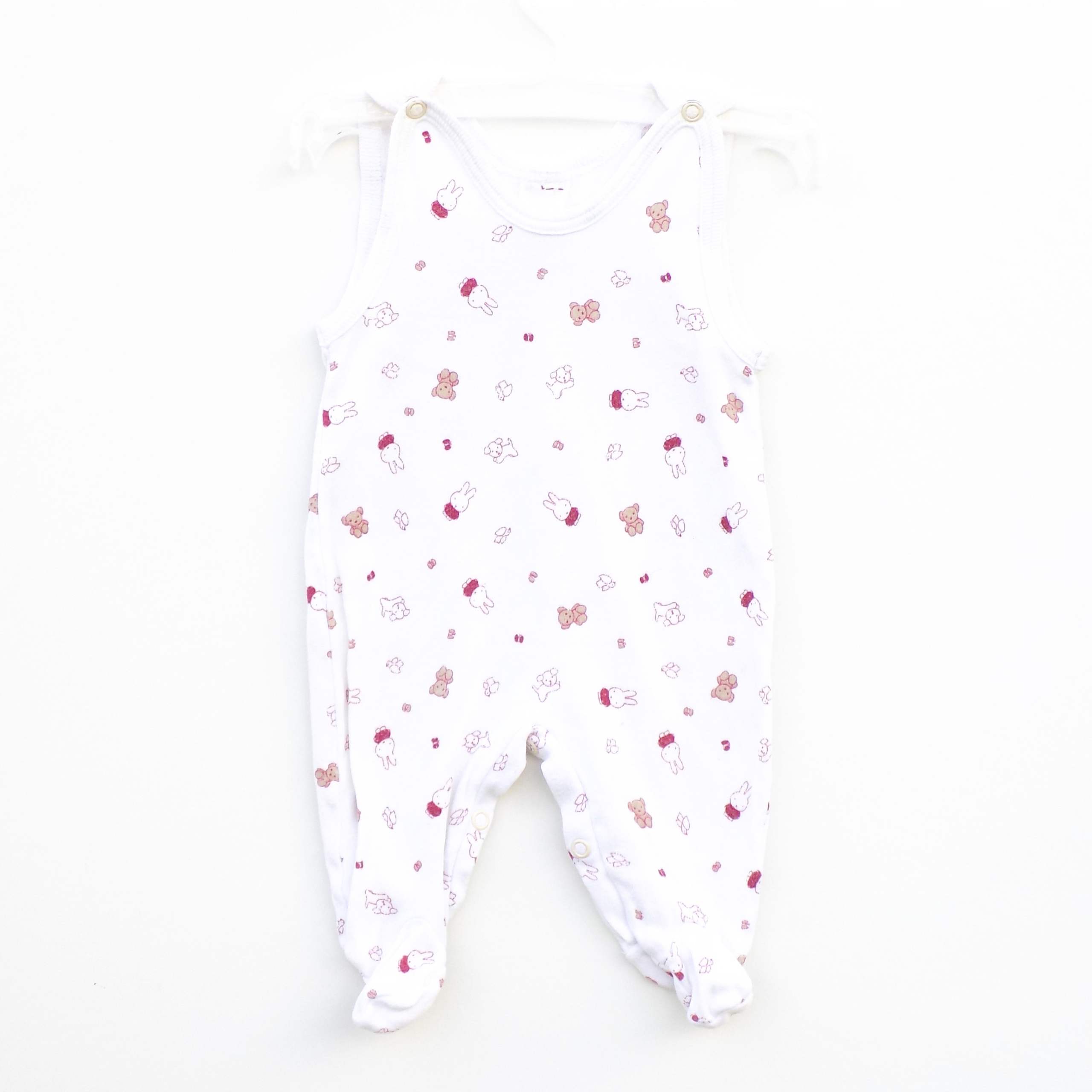 Śpiochy niemowlęce w króliki Misie NADRUK Białe roz. 50-56 cm A2748