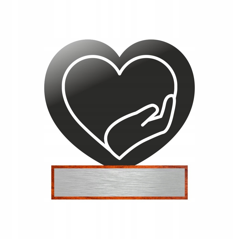 Nagroda trofeum SERCE na dłoni MIŁOŚĆ LOVE z tabliczką z Twoim nadrukiem