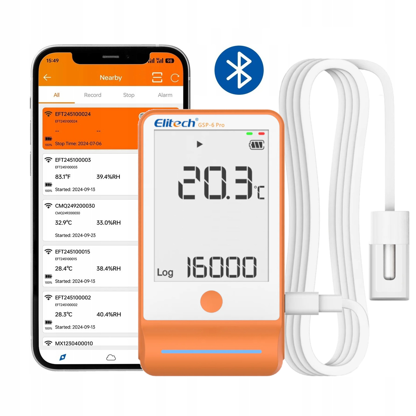 Rejestrator Bluetooth Temperatura Aplikacja Glikolowy Lodówka Termometr