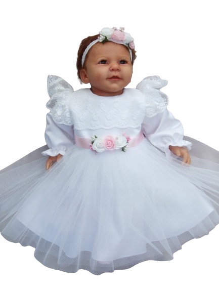 Sukienka * BIAŁA *dla dziewczynki 56 roz. + OPASKA + PASEK Marka Inna marka