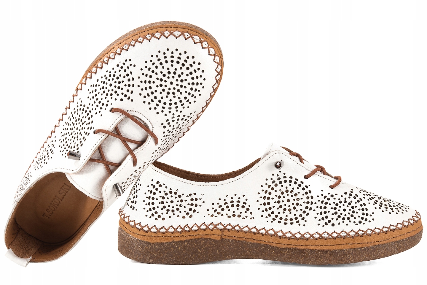 T.sokolski Hh 8208B Dámské Kožené Polobotky Bílé 37