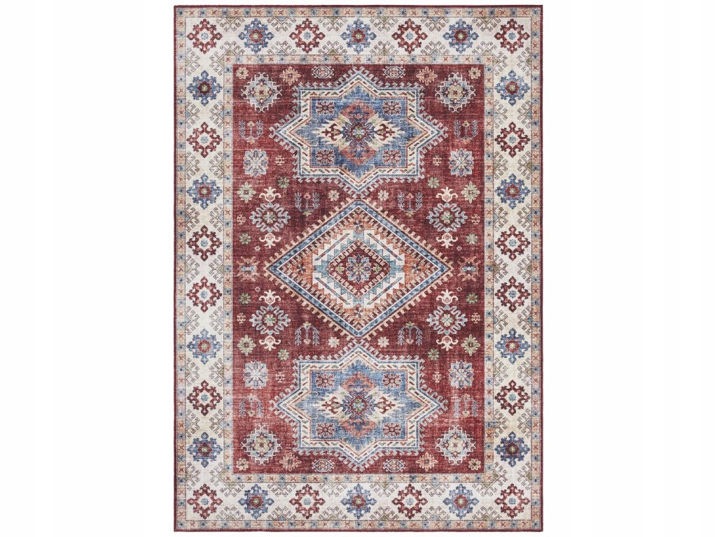 Orientálny koberec do obývačky 200 x 290 cm, červeno krémový, plocho tkaný