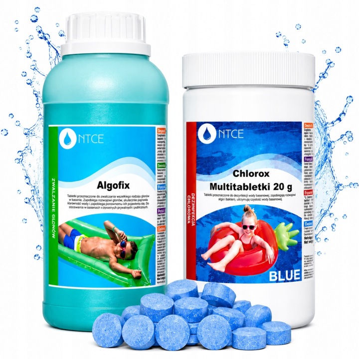 Zestaw Chlor Blue 20g Niebieskie Tabletki Antyglon Do Basenu Jacuzzi
