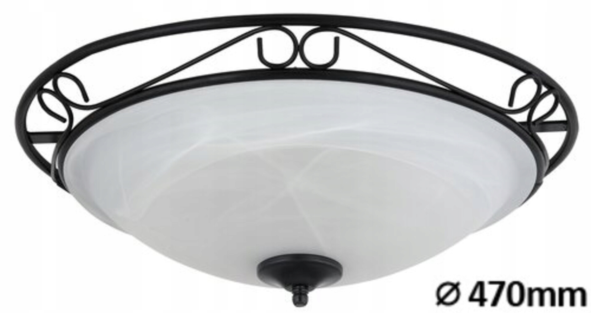 Stropná lampa stropné svietidlo klasická sklenená čierna biela okrúhla 47 cm Rabalux