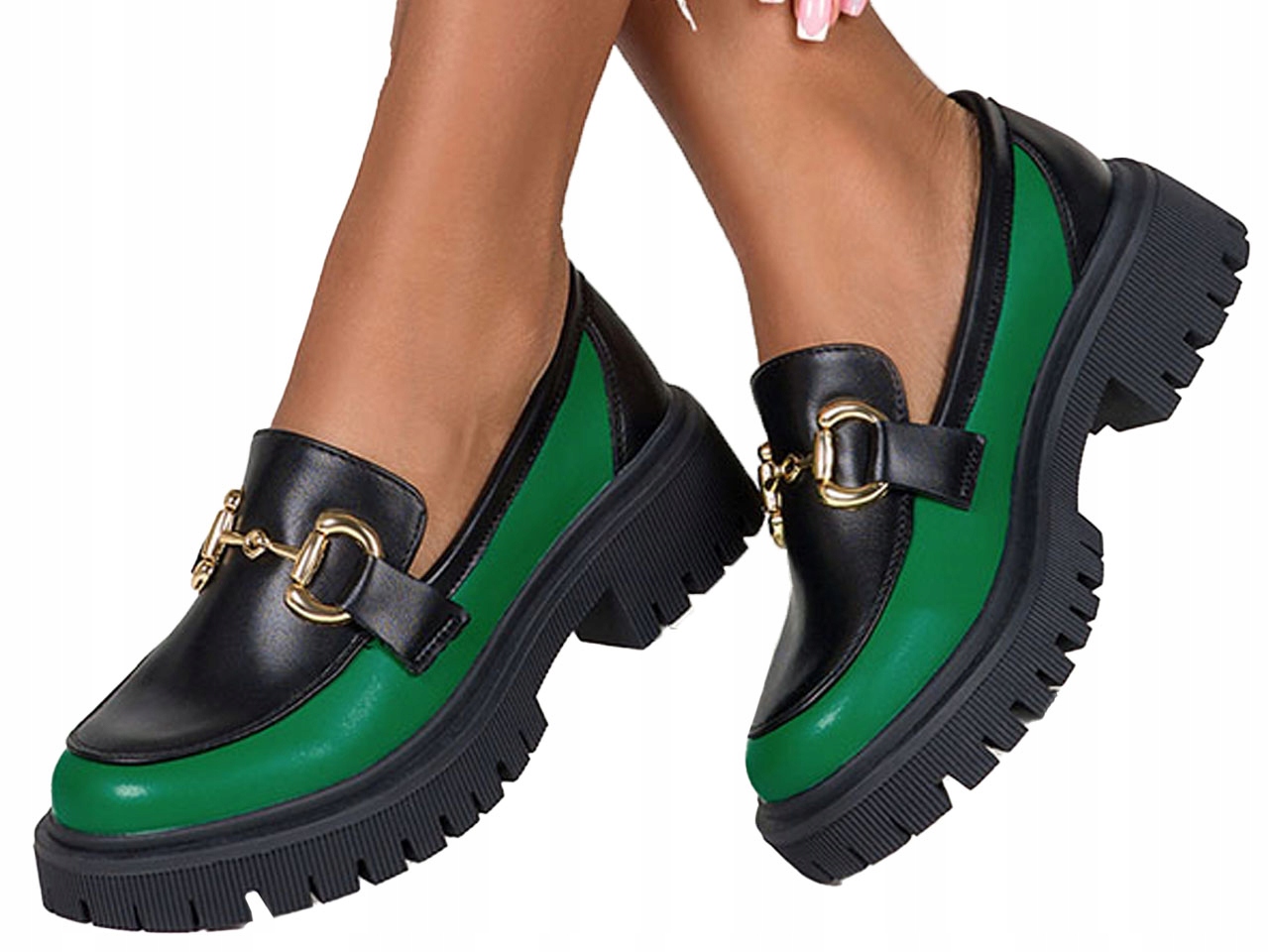 MOKASYNY DAMSKIE PÓŁBUTY NA PLATFORMIE SPRZĄCZKA