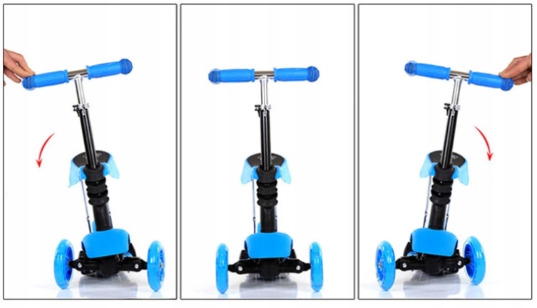 HULAJNOGA TRÓJKOŁOWA BALANSOWA LED 5W1 BIEDRONKA ŚWIECĄCE KOŁA UCHWYT Liczba kół 3