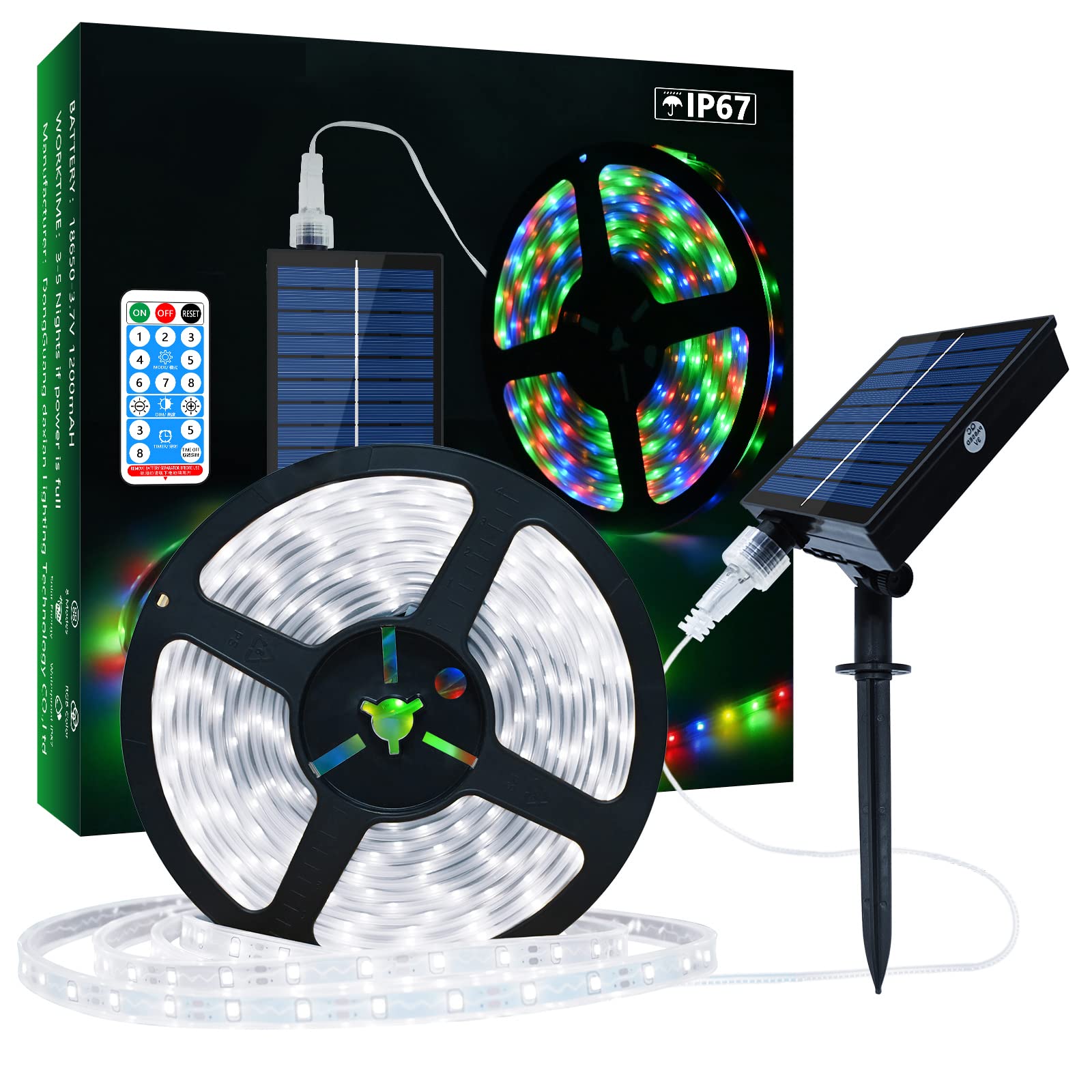 LUMTANG Solarny LED Pasek 5m 280 LED IP67 Wodoodporny Zdalnie Sterowany — miniatura 2