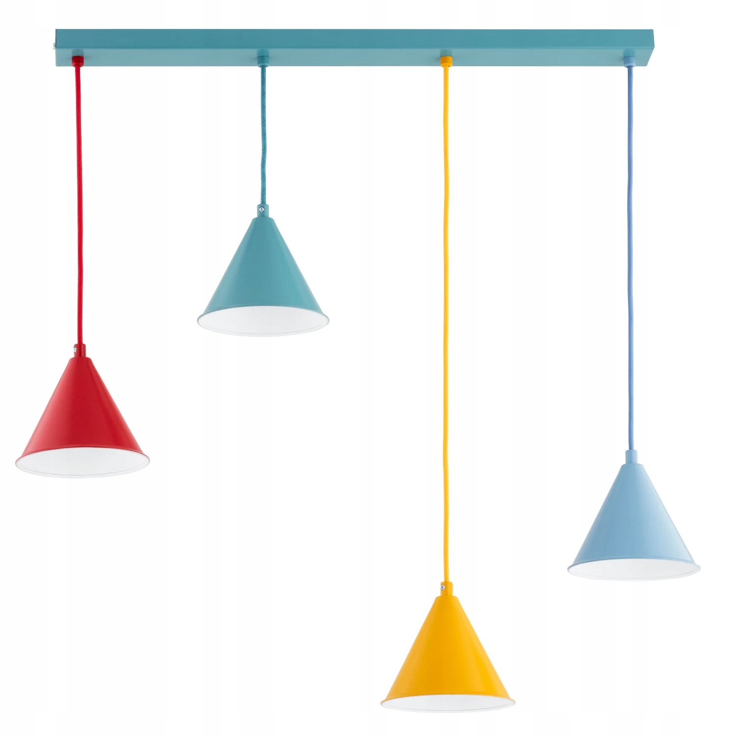 Minimalistická závesná lampa s viacfarebnou lištou 4xE27 Alfa Ganna