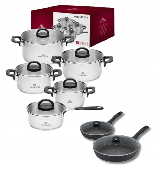 Gerlach Ambiente Plus Garnki 10 El Patelnie Granitex 20 28 Pokrywki