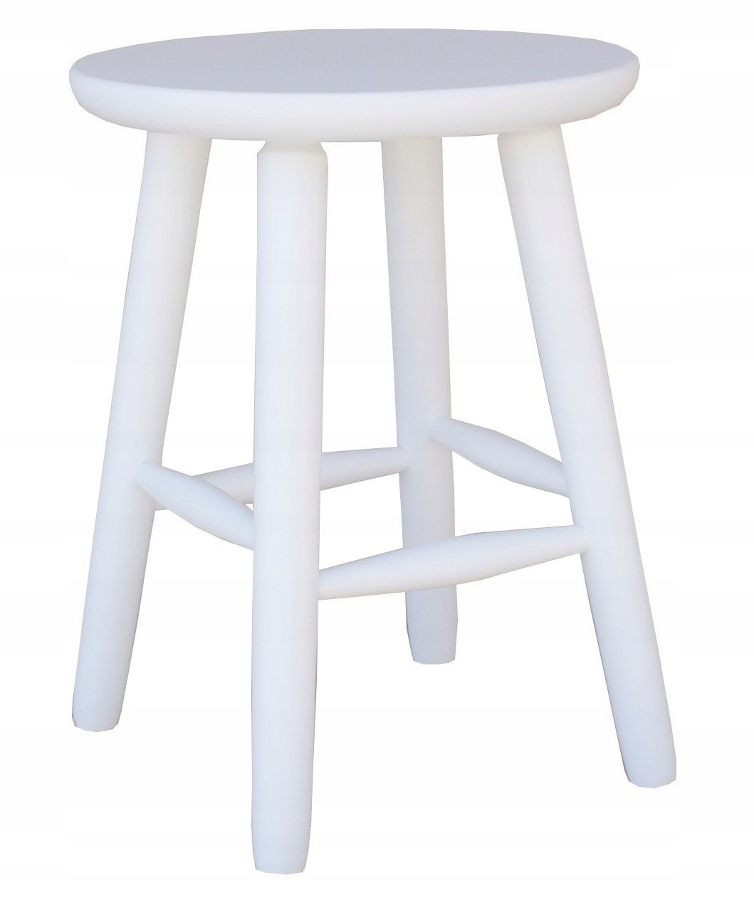 Borovicová Stolička Kulatý Široké Sedadlo 33 cm Bílá