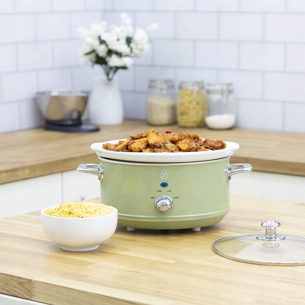 SWAN Retro Wolnowar 3,5L Zielony 200W Ceramiczny Pojemnik 3 Temperatury — miniatura 3