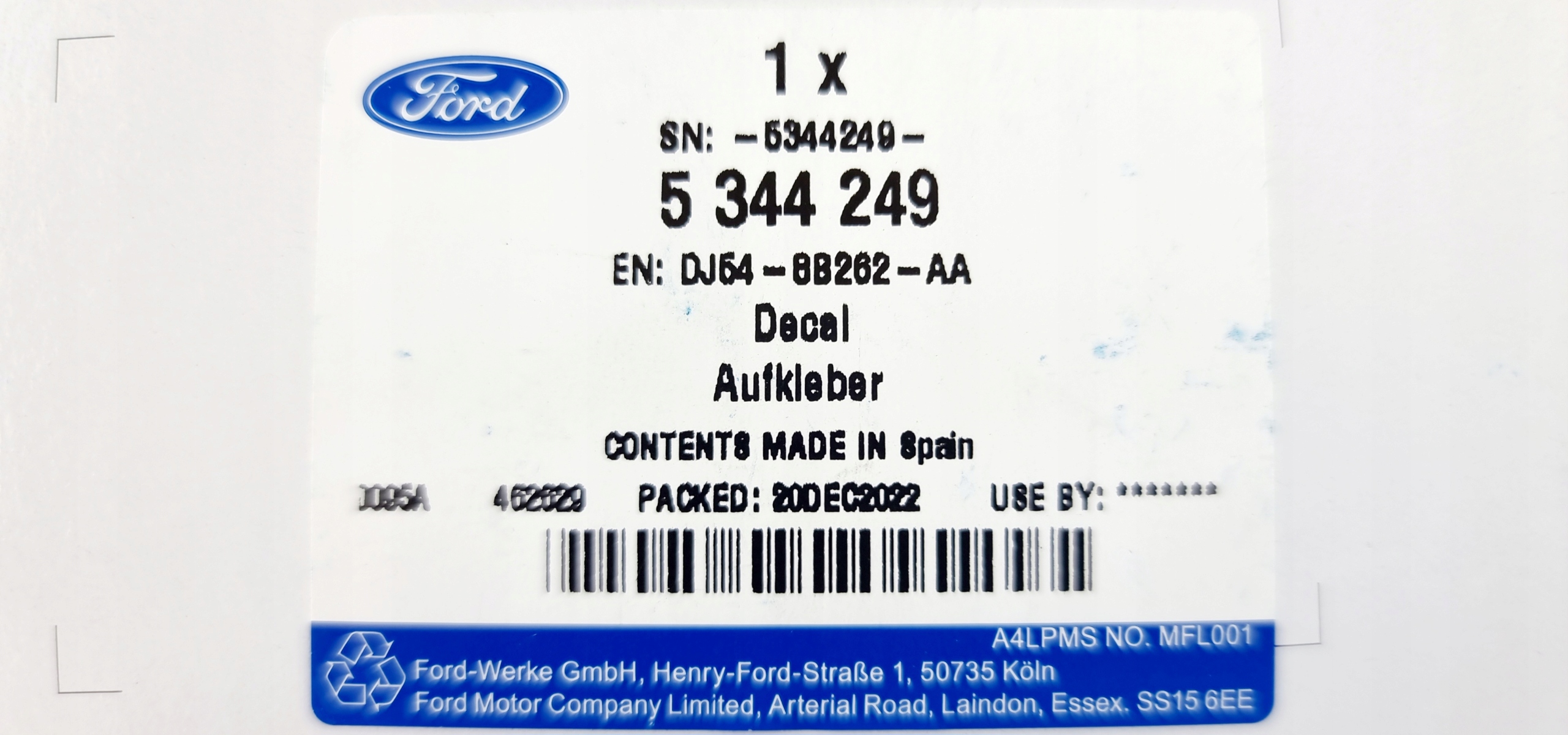 EMBLEMAT FORD KUGA Mk2/TRANSIT Mk7 16- 5344249 OE Producent części Ford OE