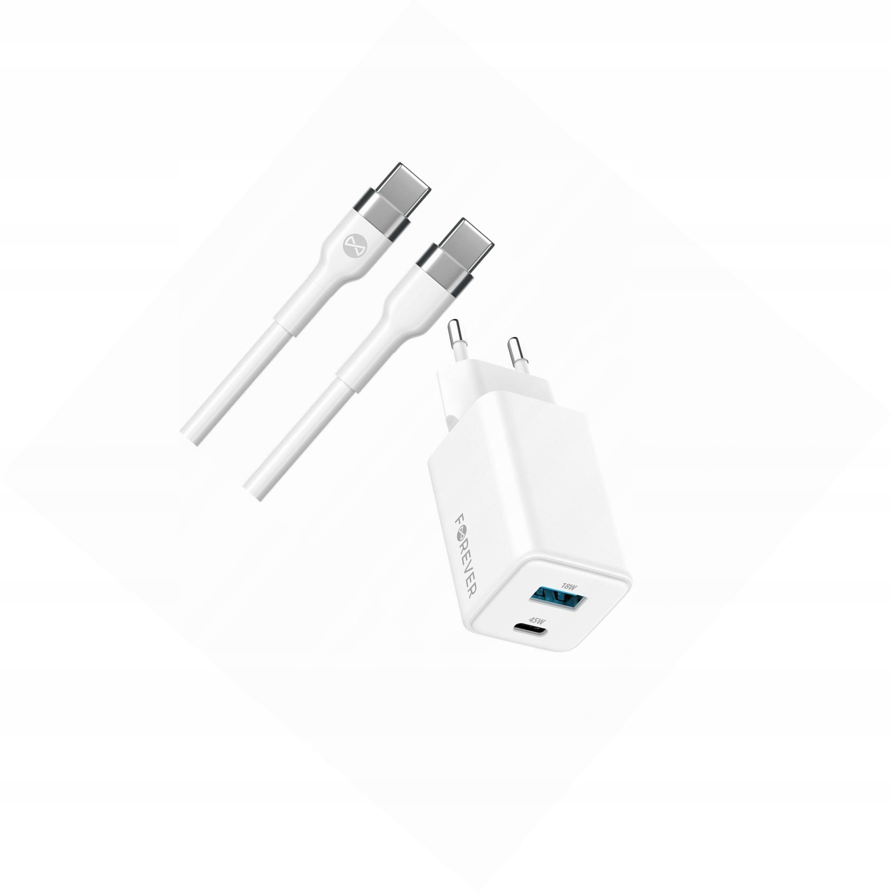 Szybka ładowarka GaN 45W 2 wejścia Usb i Usb-c z kablem do Samsung A22 4G