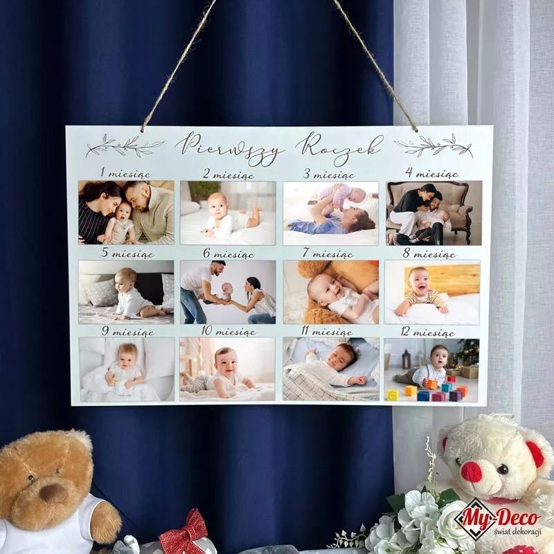 Ramka Tablica 12 zdjęć Pierwszy Rok życia