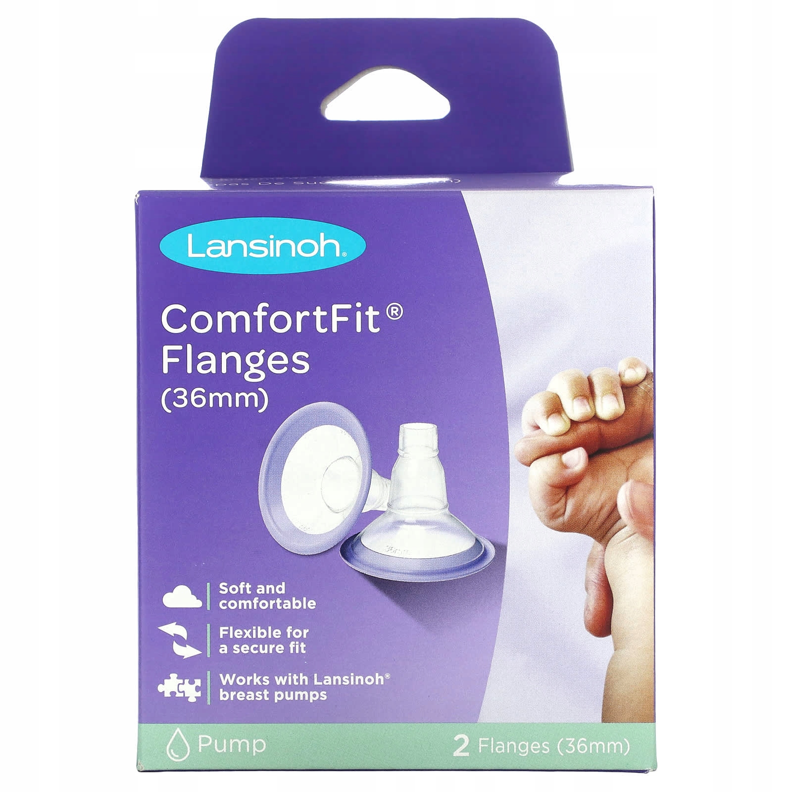 Lansinoh, Kołnierze ComfortFit, 36 mm, 2 kołnierze