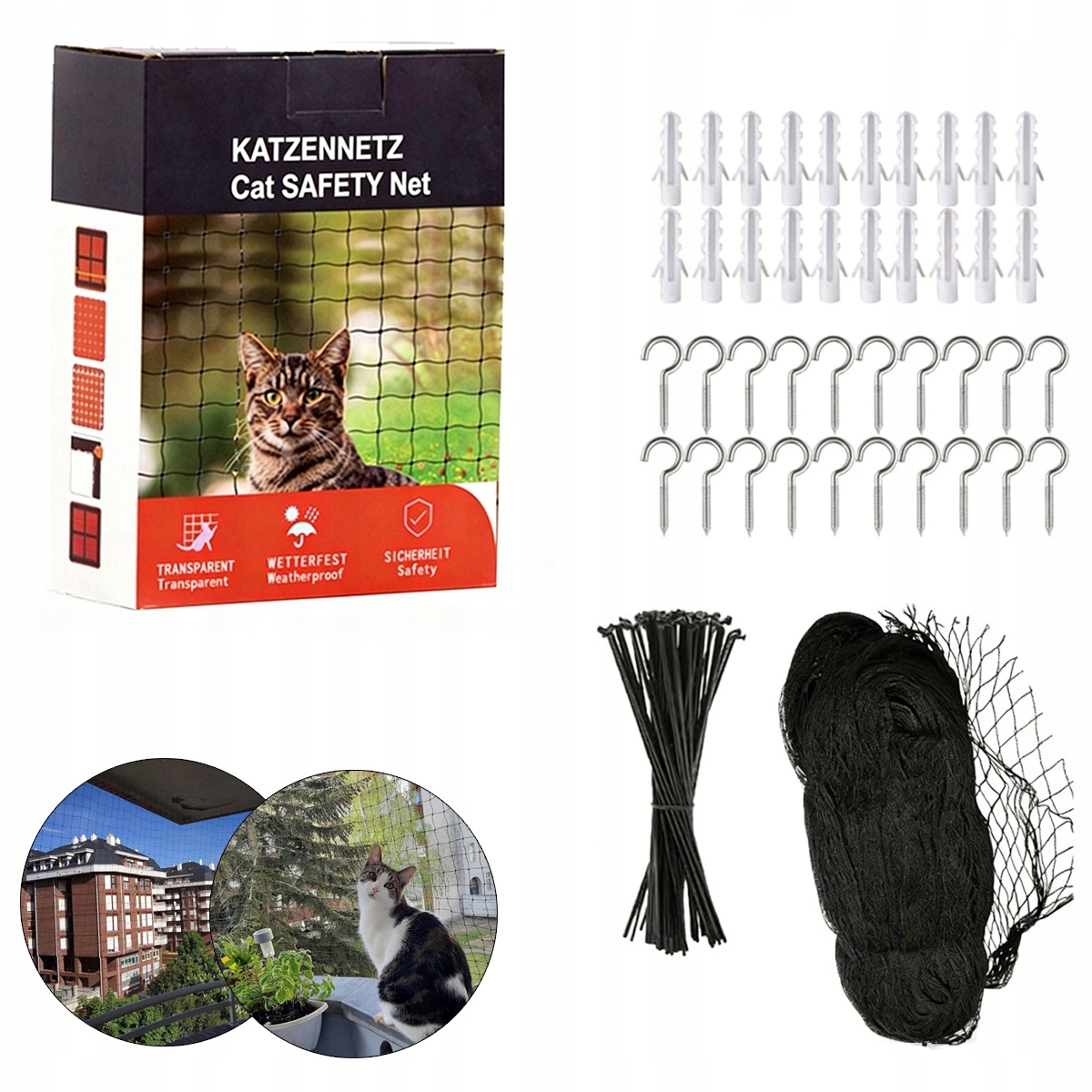 Levně Síťka Na Balkon Z Nylonu Premium Pro Kočky Bez Vrtání Set 10x3M