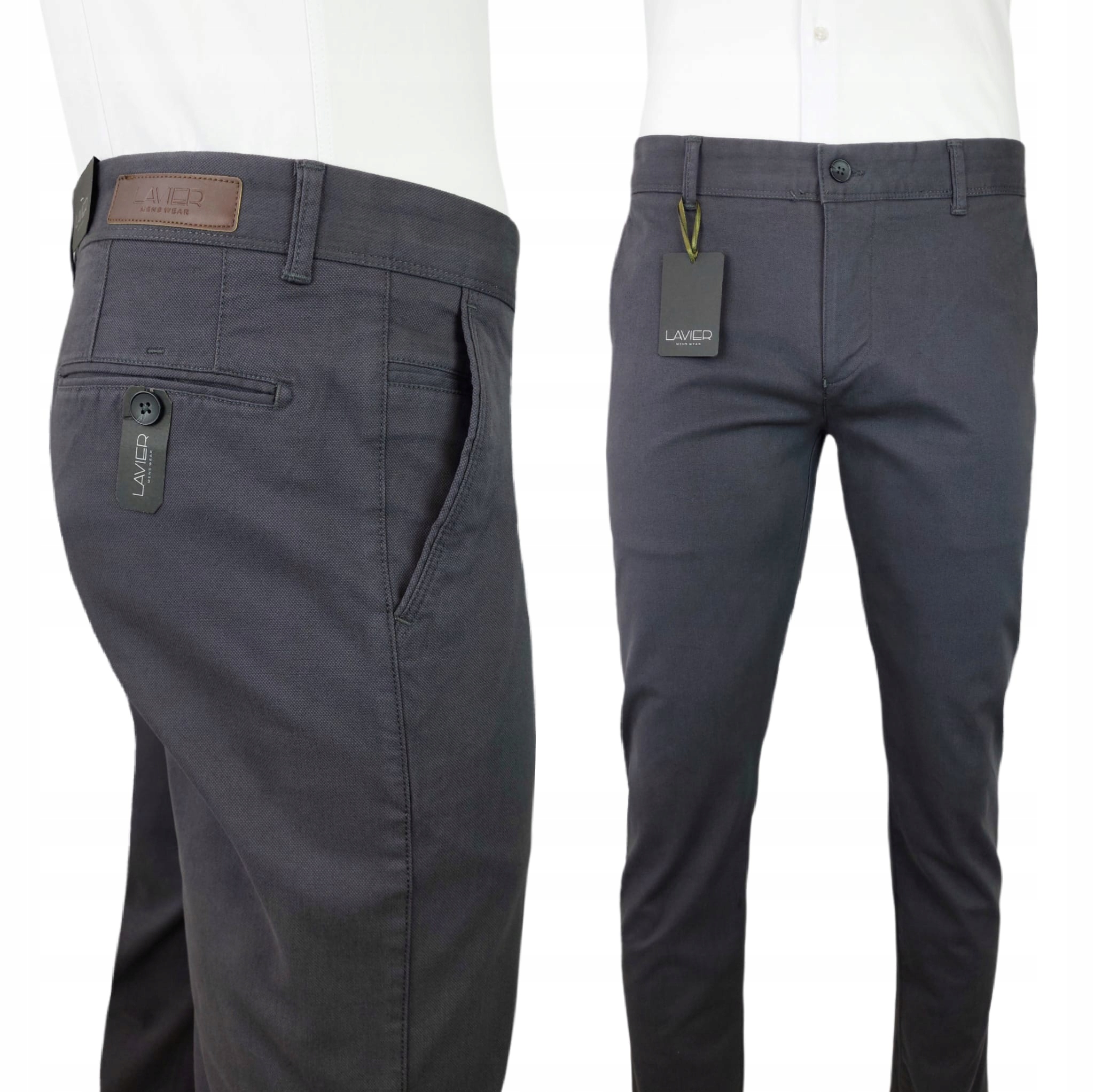 Pánské kalhoty Lavier šedé Bavlna elegantní ležérní chino kalhoty vel. 36