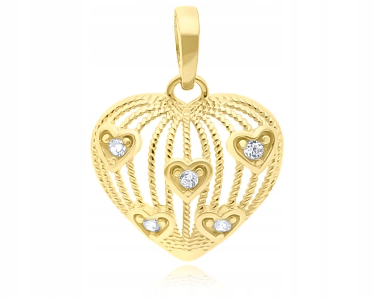 Zlatý přívěsek 585 srdce se zirkony pro ženy přívěsek srdíčko