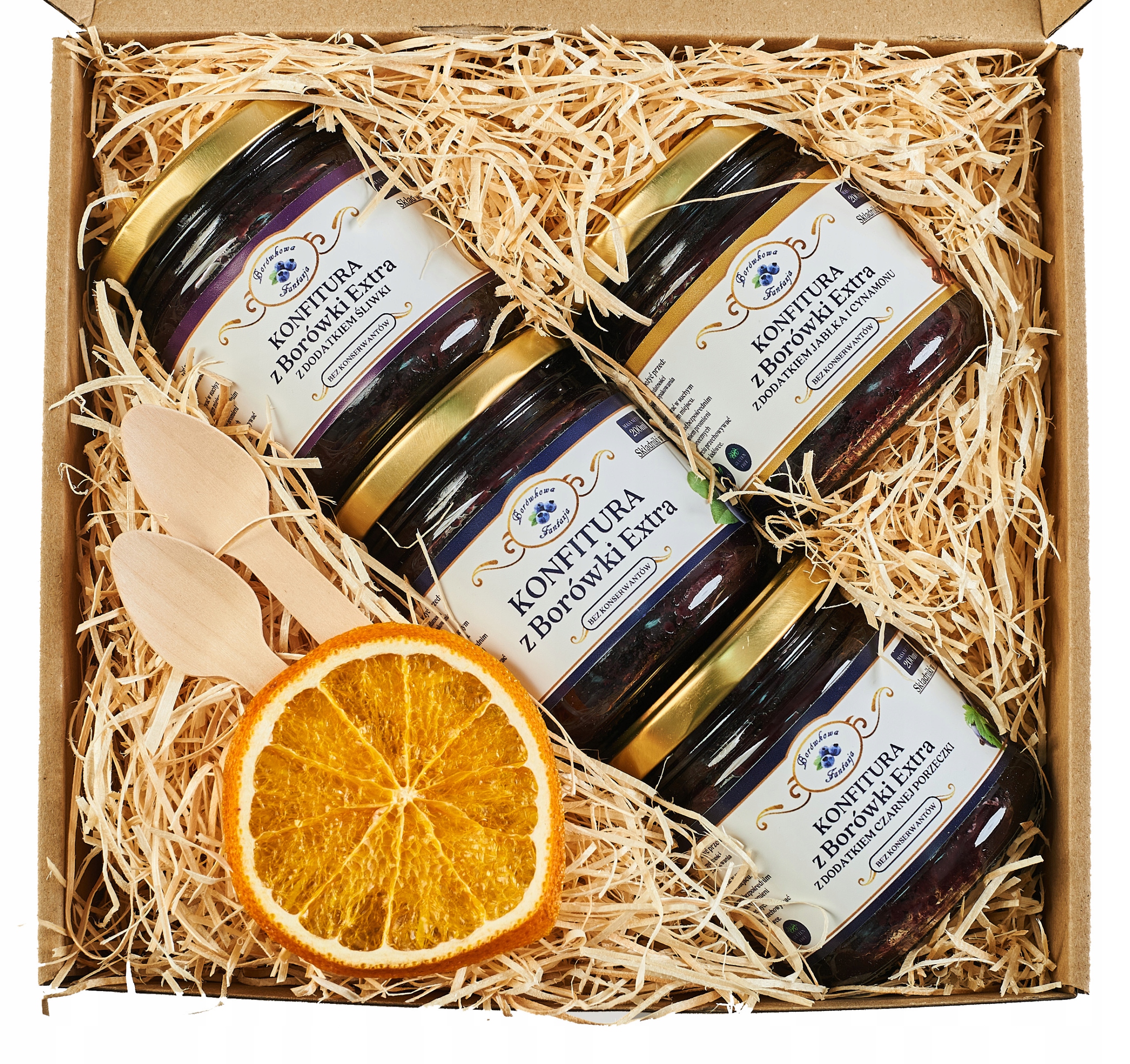Kosz Prezentowy z konfiturami 4x200ml Bez Konserwantów