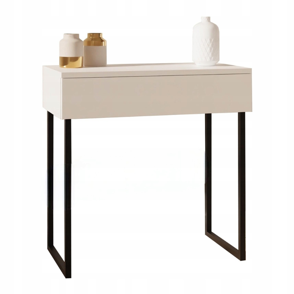 Konzolový Stolek, toaletní stolek, komoda s nožičkami, bílá, šířka 70 cm