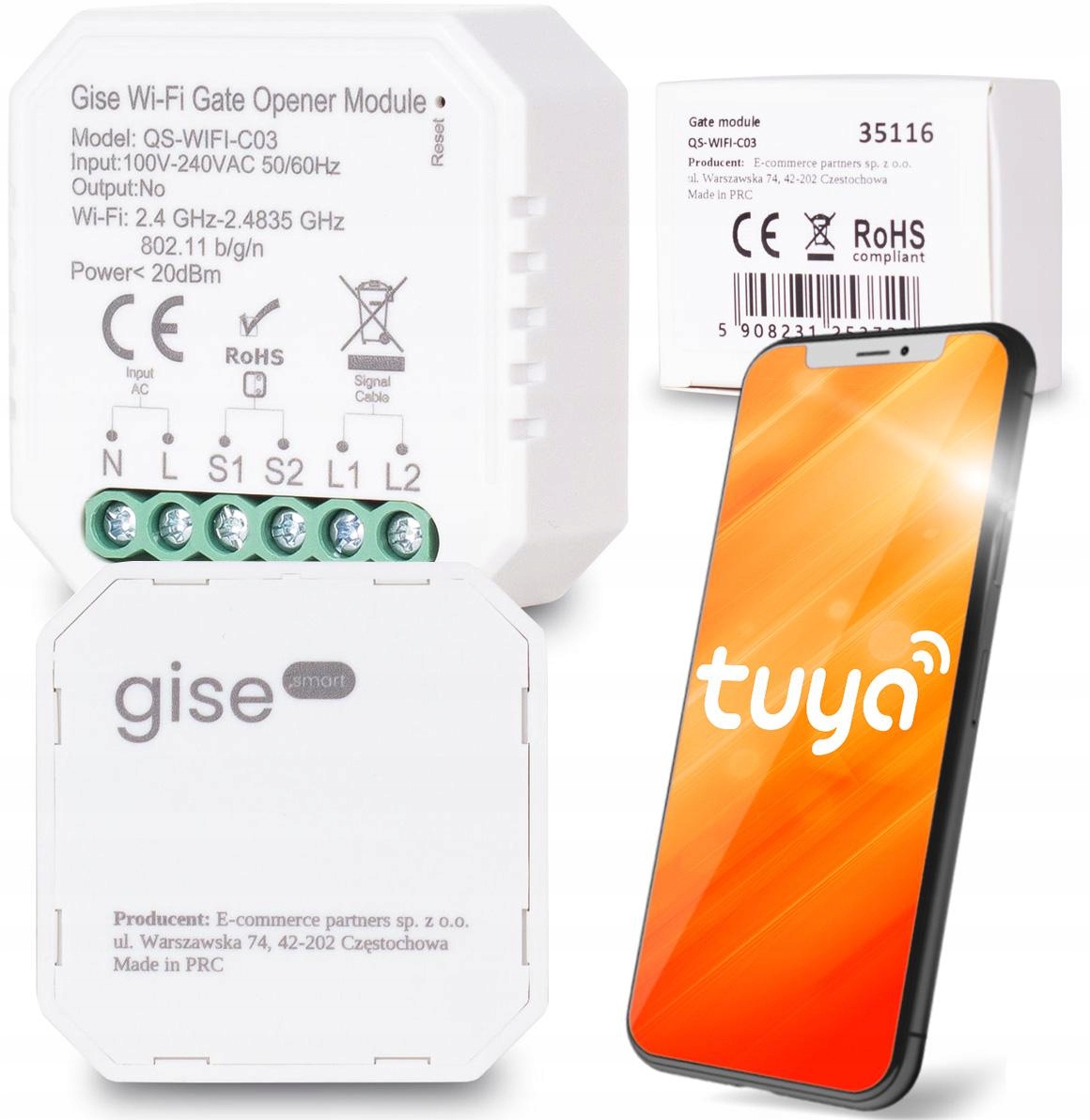 

Sterownik Do Bram WiFi Tuya Gise Smart 1 kanał
