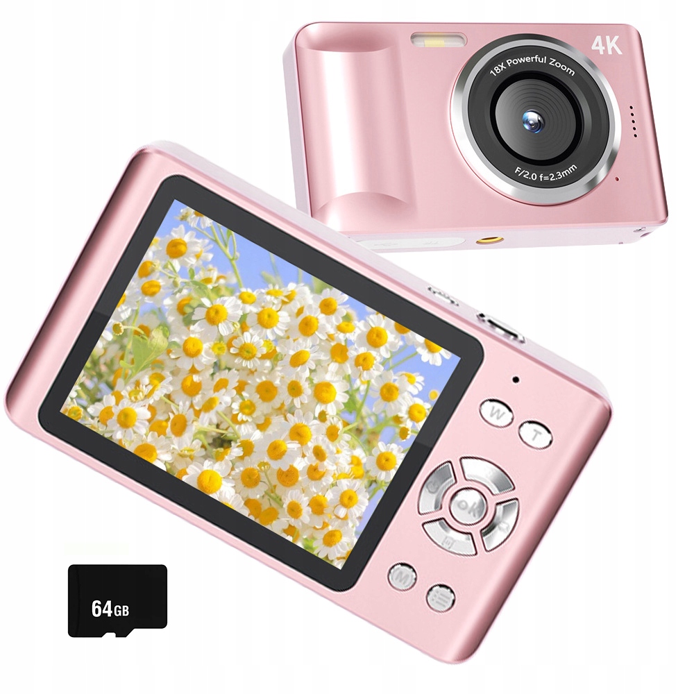 4K Profesionální Digitální Fotoaparát 2,8" Přenosný CCD S Bleskem 18X Zoom 64GB