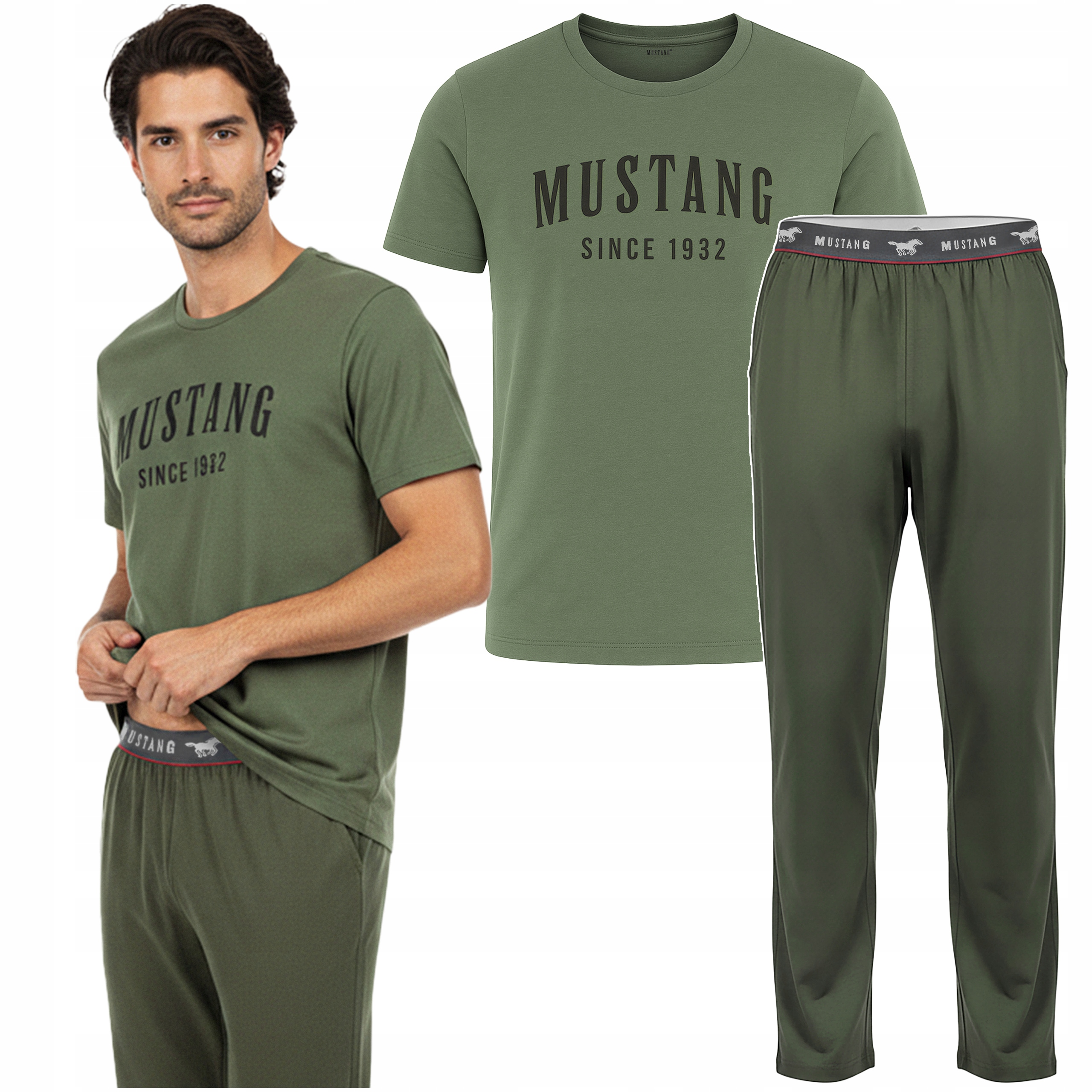 Mustang Pánské pyžamo Dlouhé kalhoty Tričko Bavlna Velikost XL